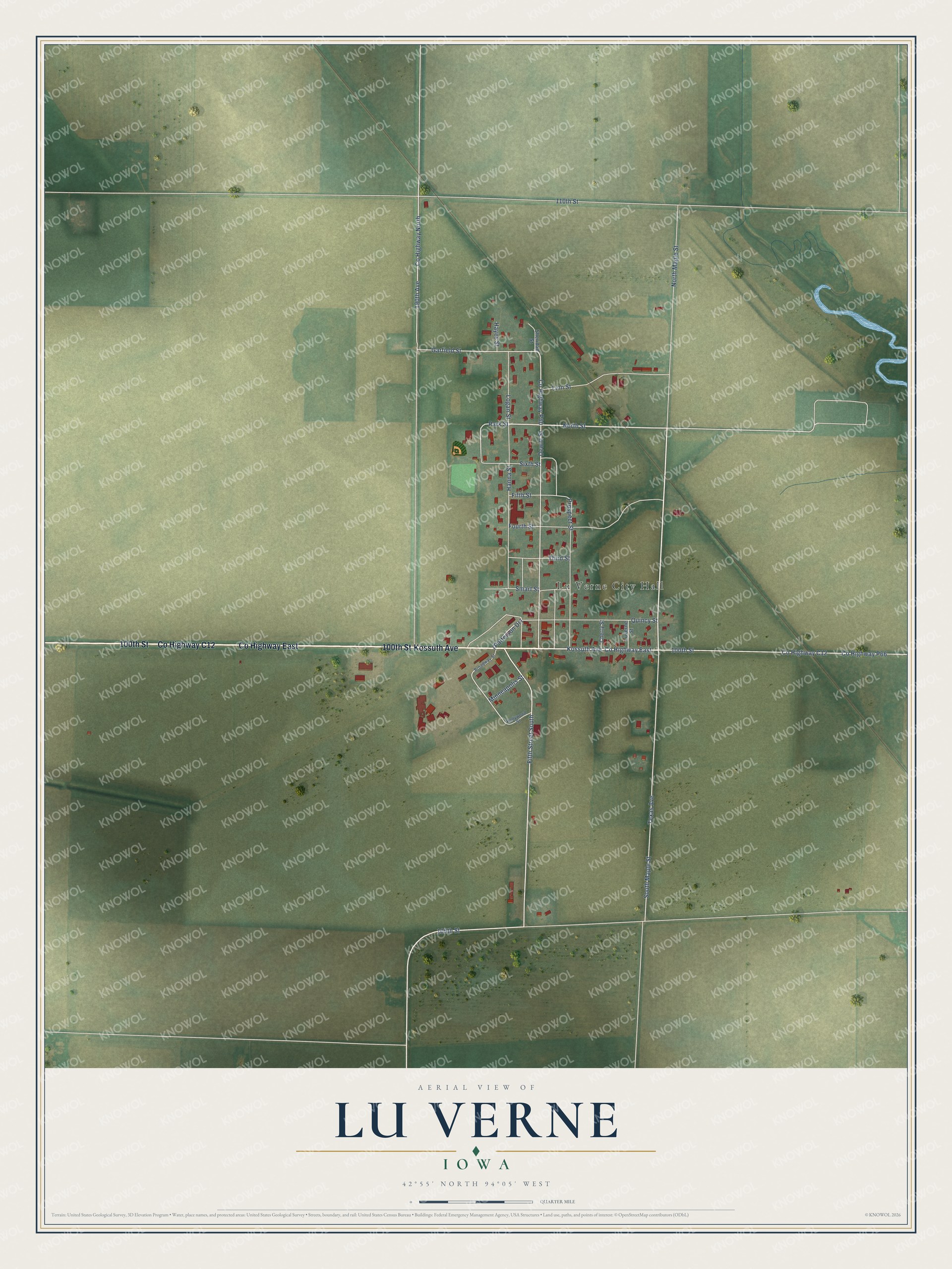 Watermarked full-map preview of Lu Verne, Iowa