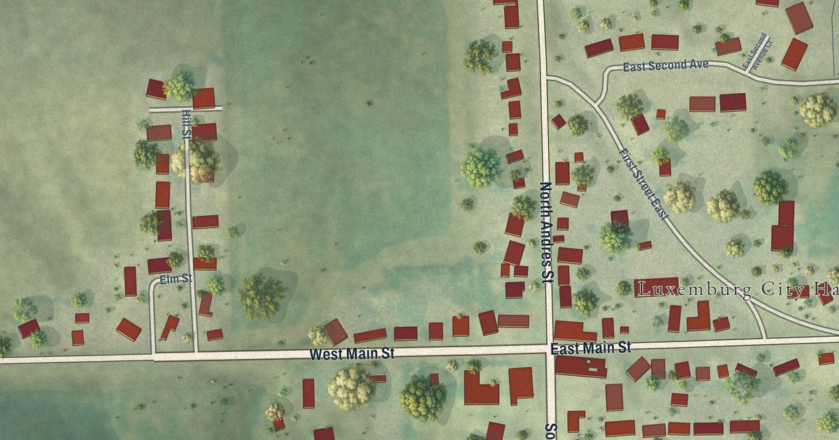 Map of Luxemburg, Iowa in 2026