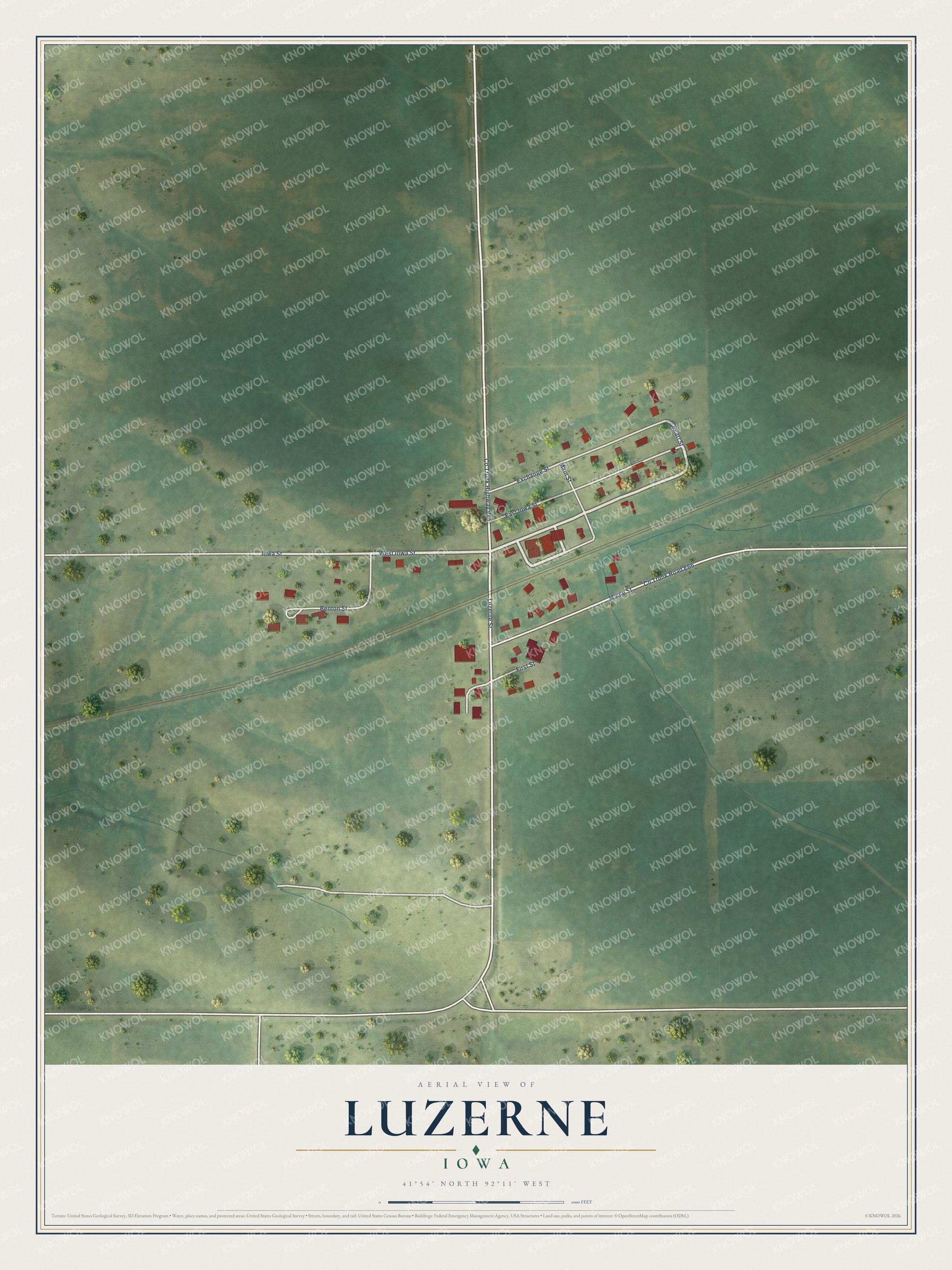 Watermarked full-map preview of Luzerne, Iowa