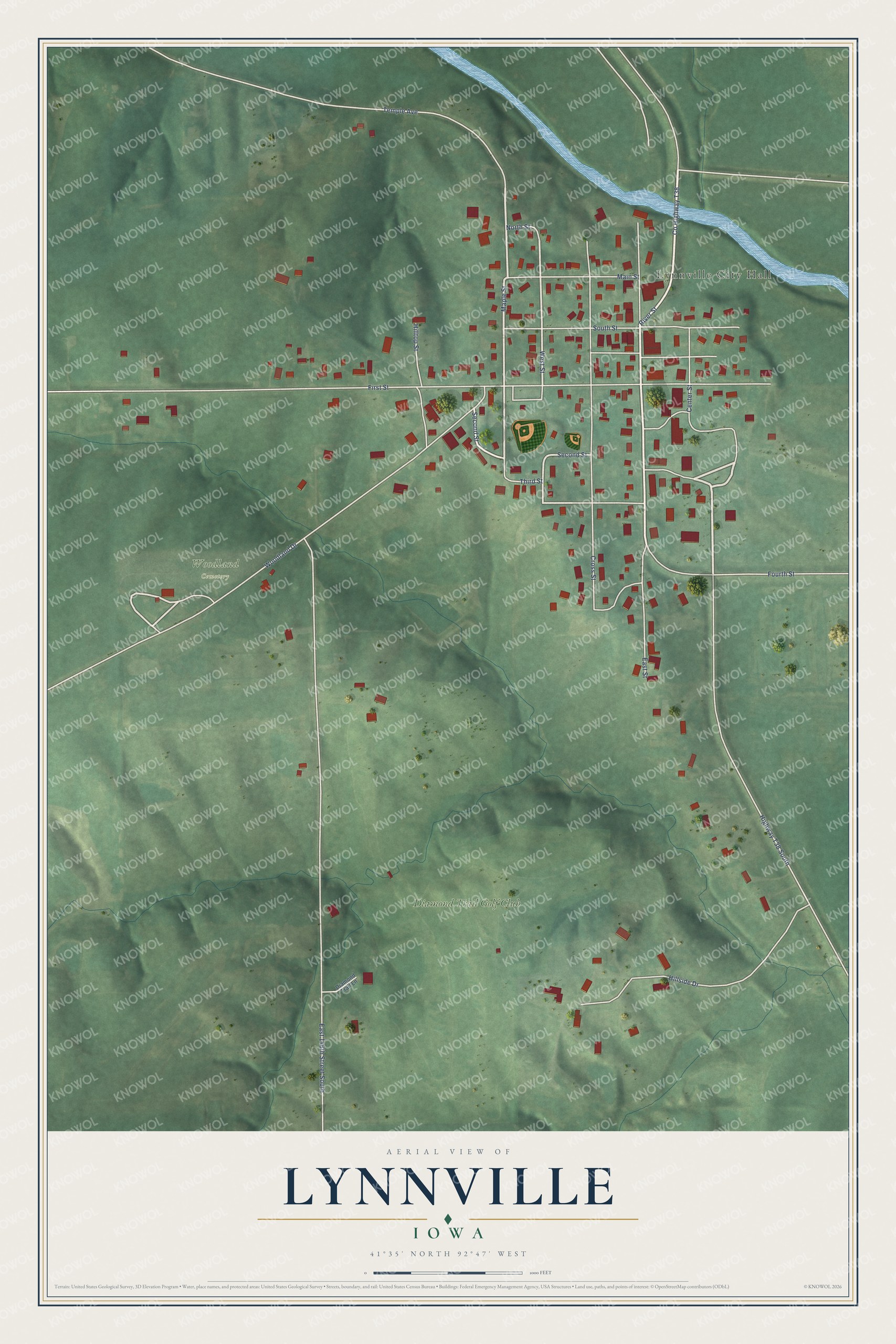 Watermarked full-map preview of Lynnville, Iowa