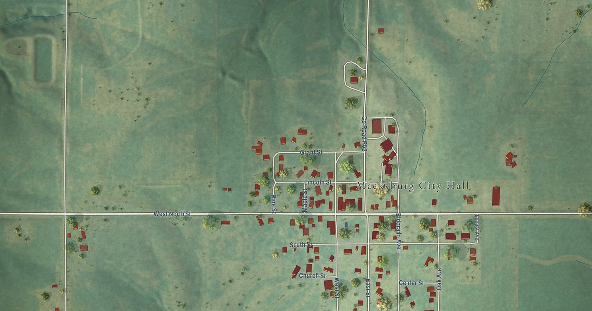 Map of Macksburg, Iowa in 2026