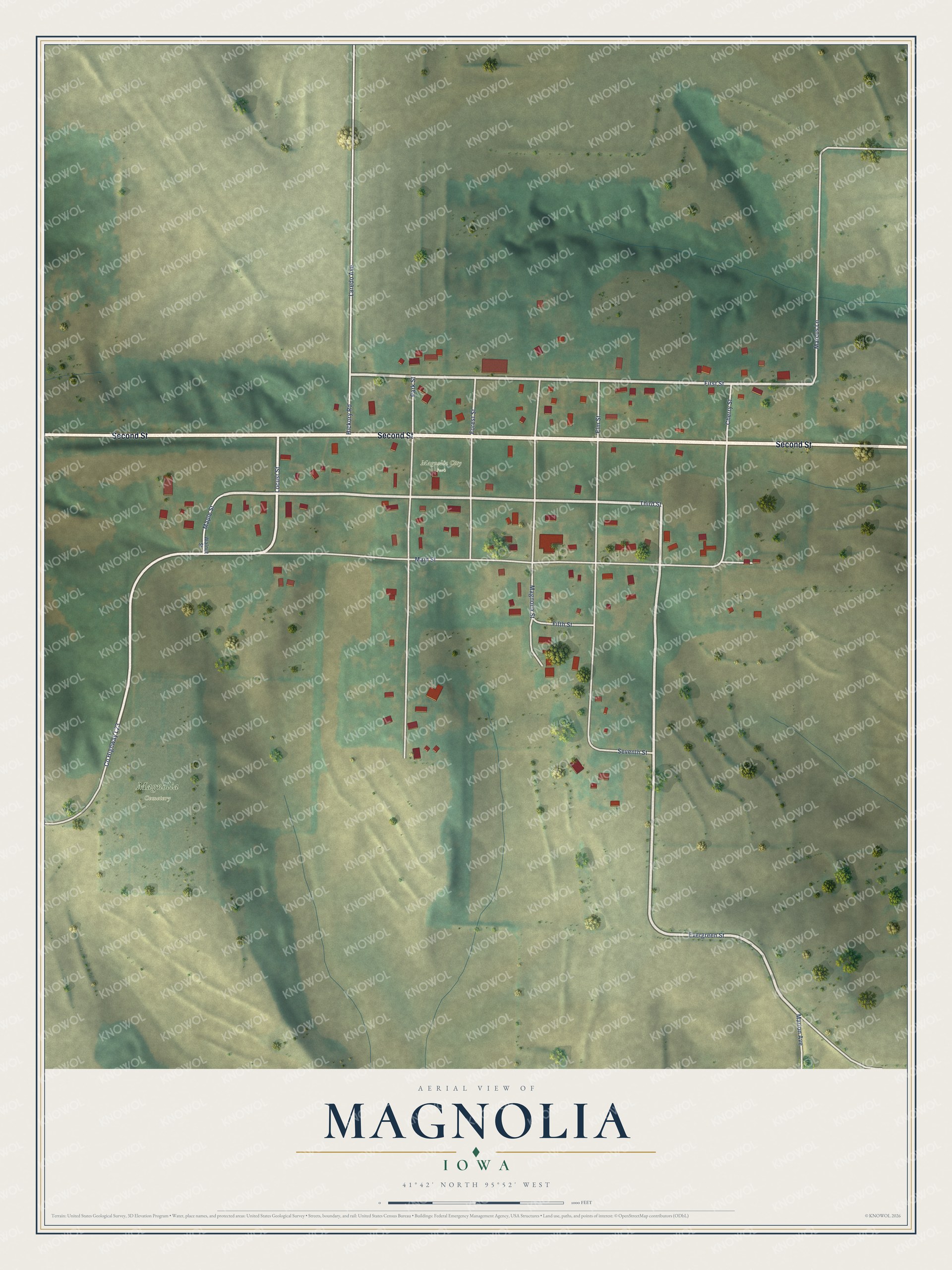 Watermarked full-map preview of Magnolia, Iowa