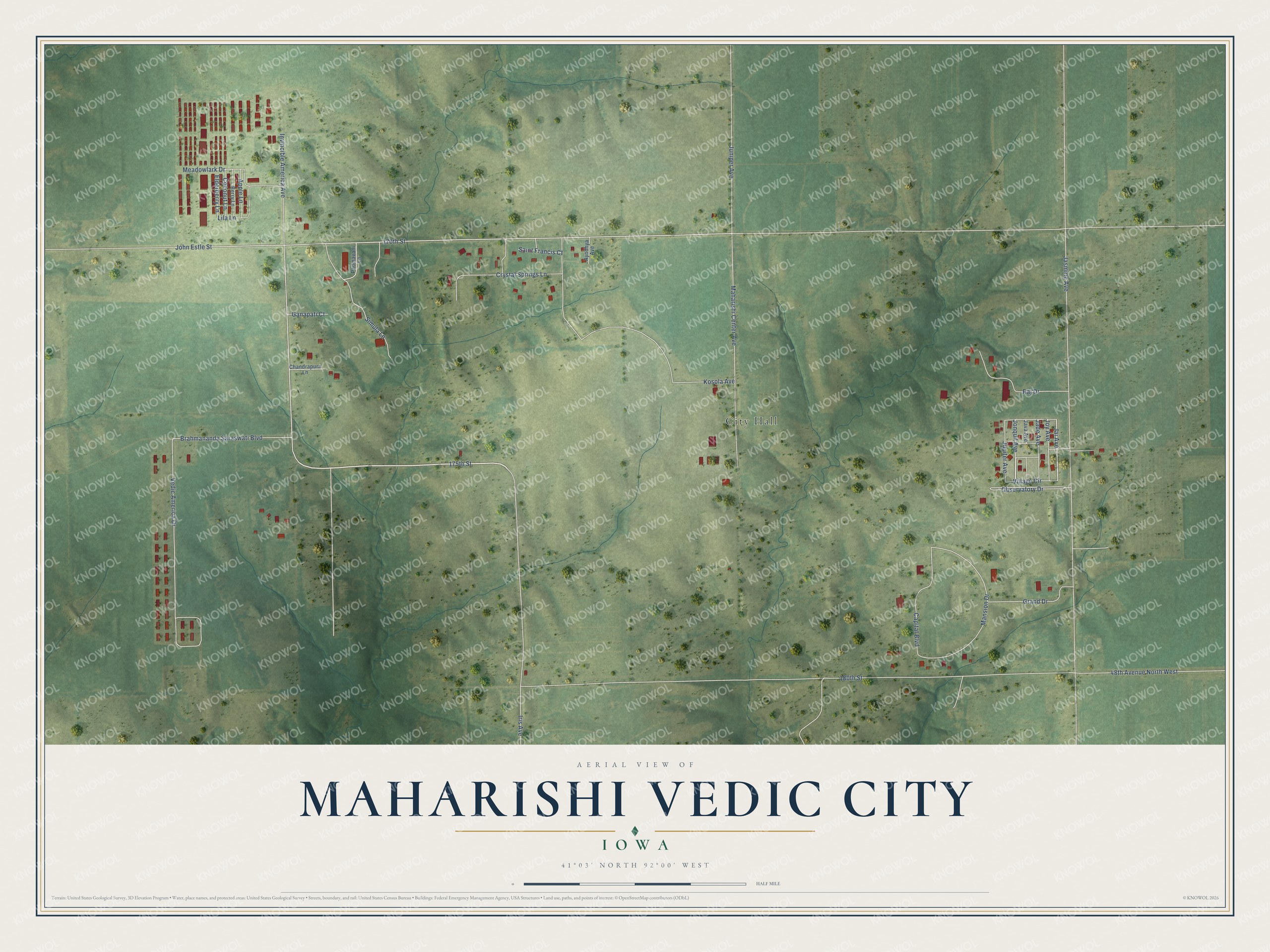 Watermarked full-map preview of Maharishi Vedic City, Iowa