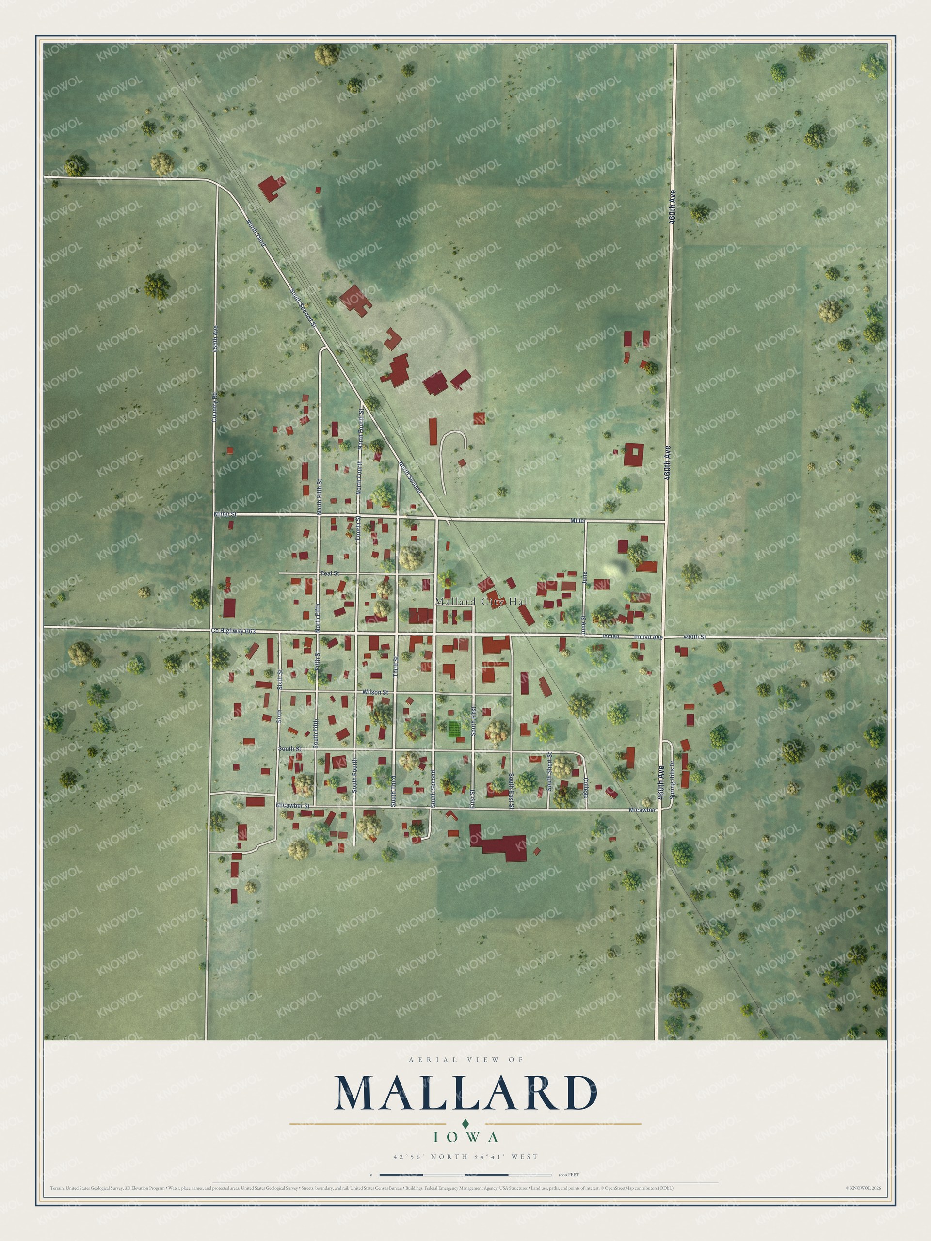 Watermarked full-map preview of Mallard, Iowa