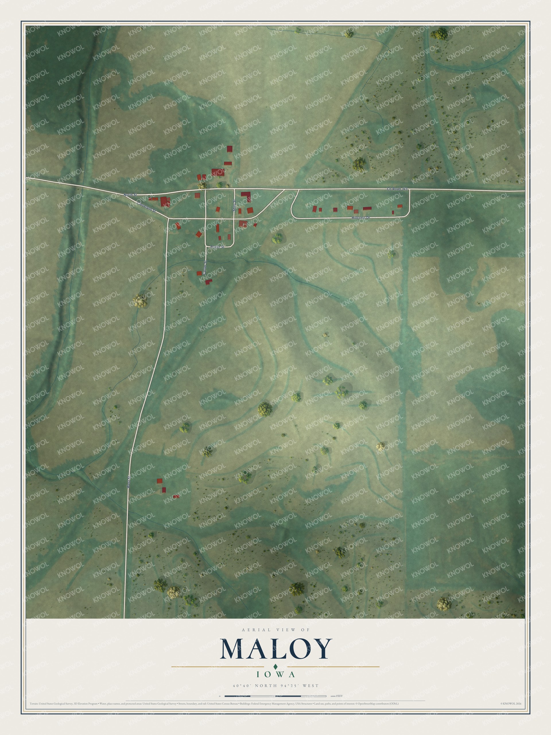 Watermarked full-map preview of Maloy, Iowa