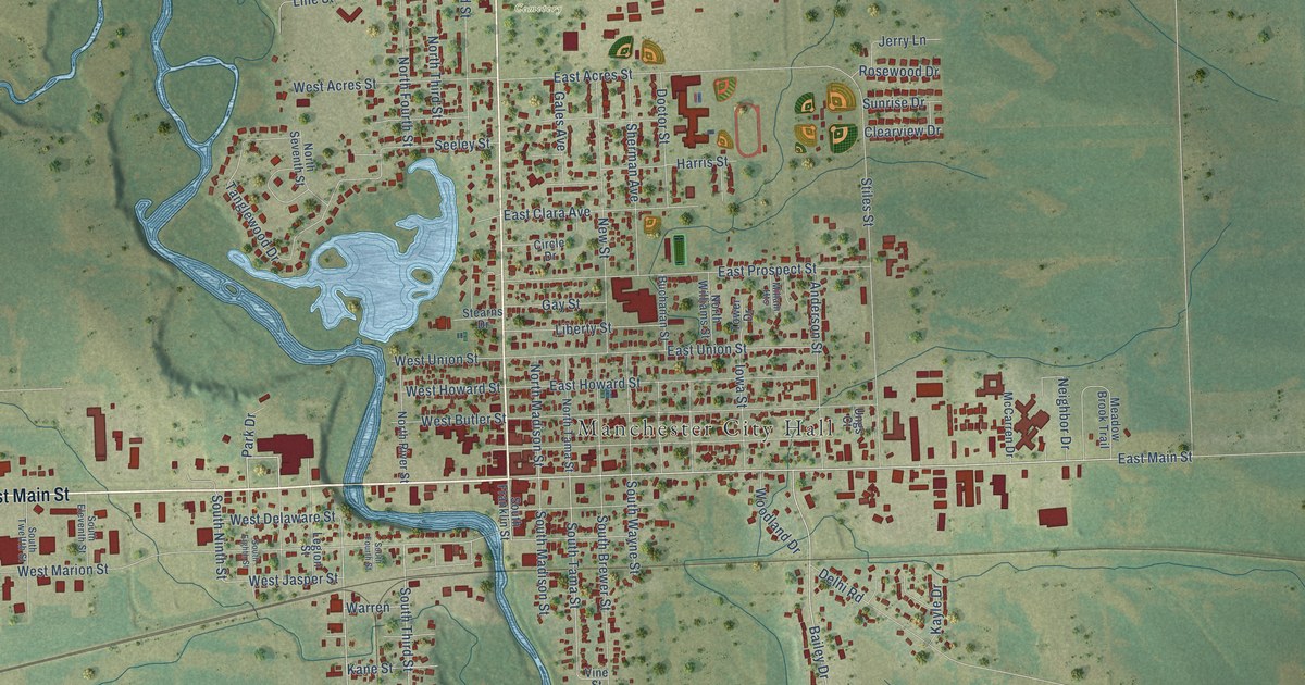 Map of Manchester, Iowa in 2026