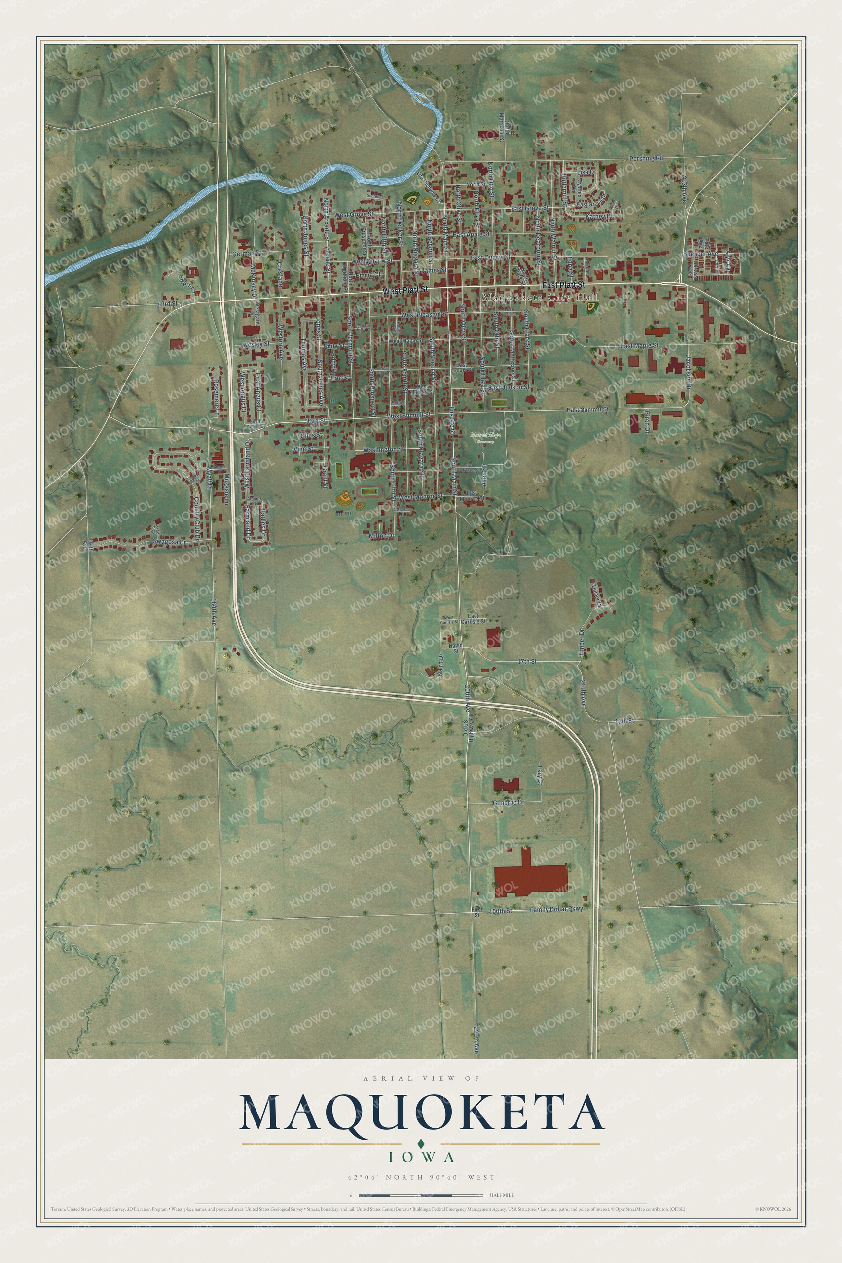Watermarked full-map preview of Maquoketa, Iowa