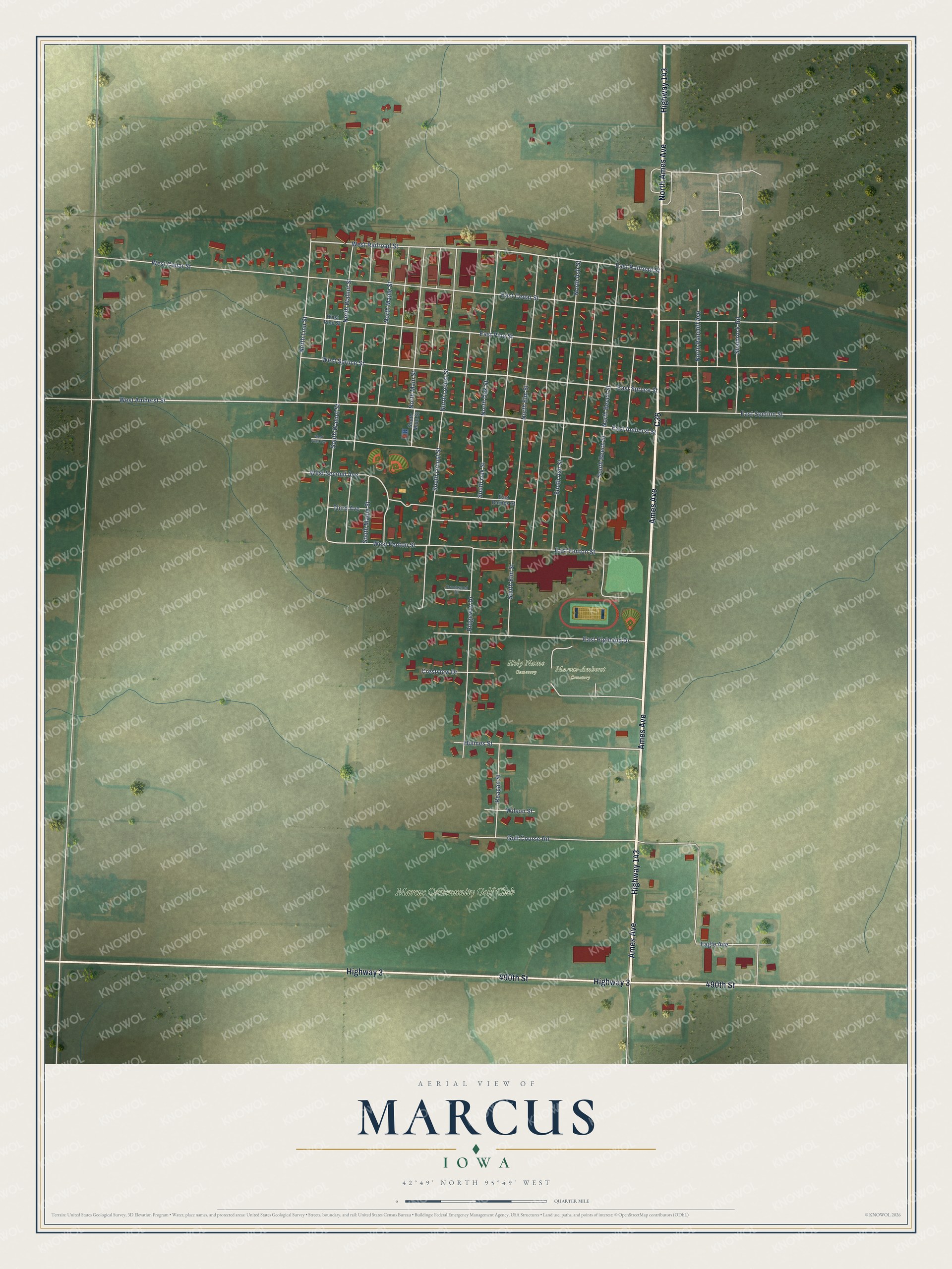 Watermarked full-map preview of Marcus, Iowa