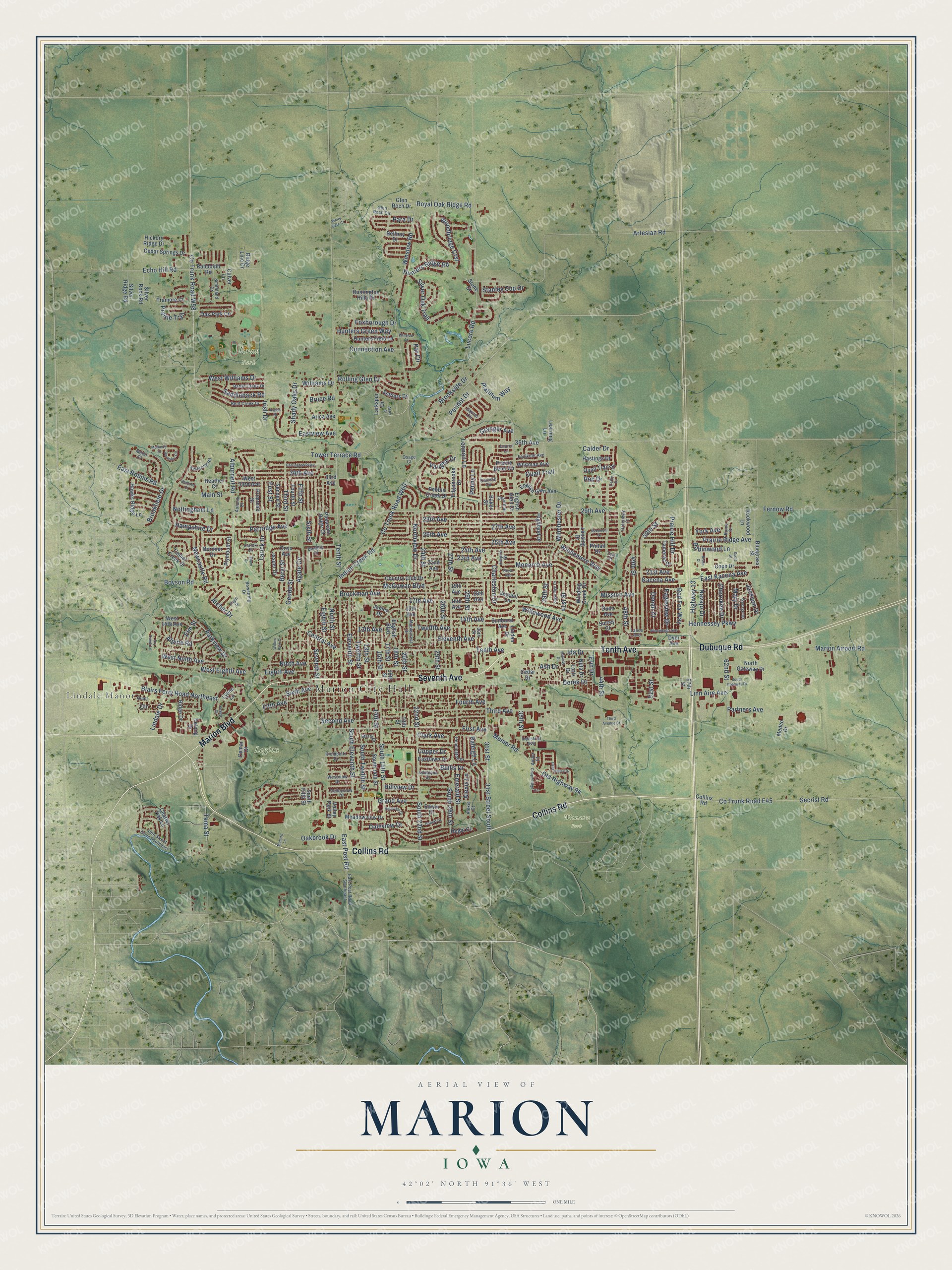 Watermarked full-map preview of Marion, Iowa