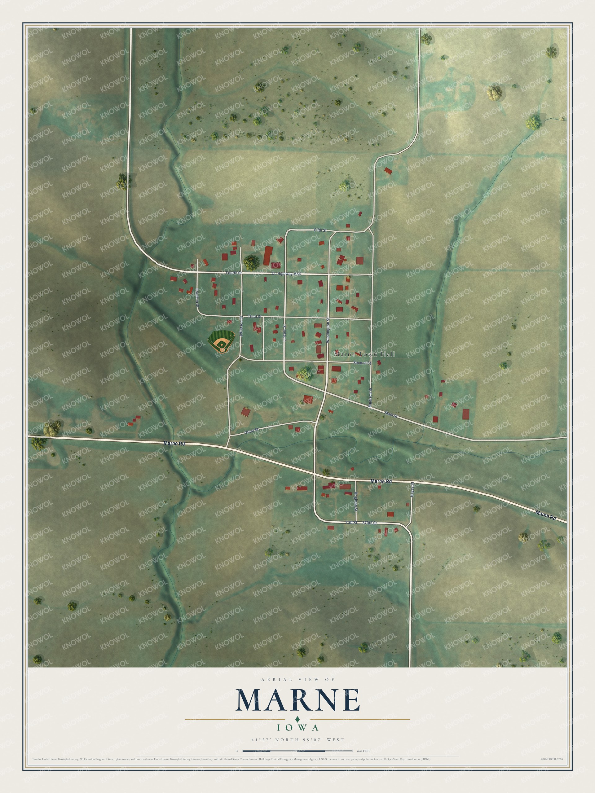 Watermarked full-map preview of Marne, Iowa