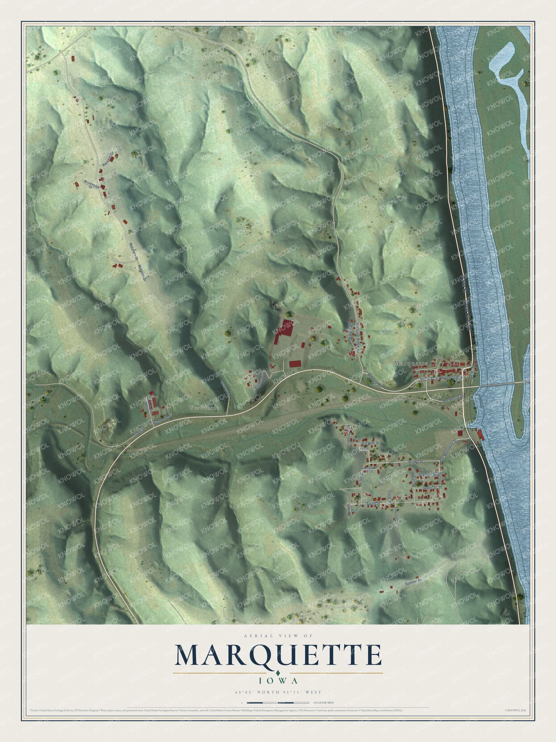 Watermarked full-map preview of Marquette, Iowa