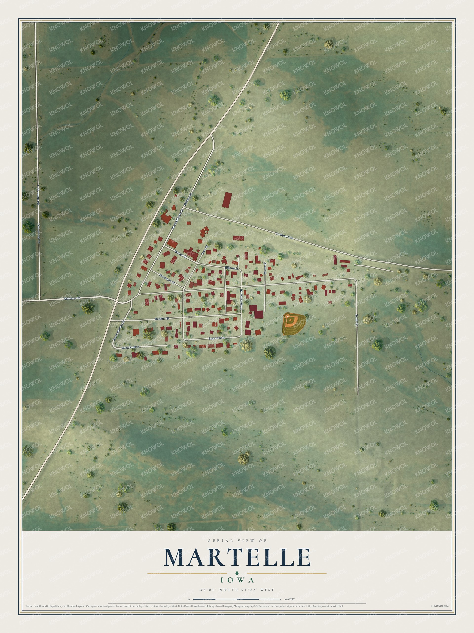 Watermarked full-map preview of Martelle, Iowa