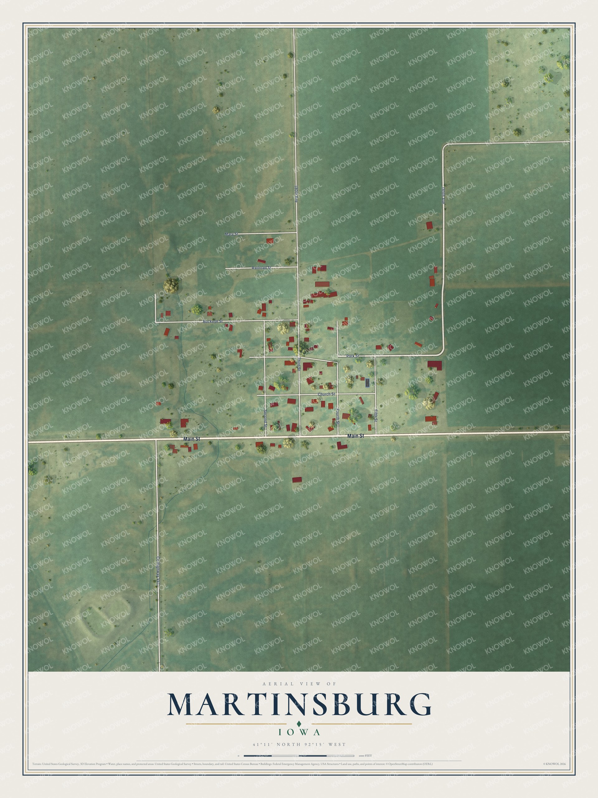 Watermarked full-map preview of Martinsburg, Iowa