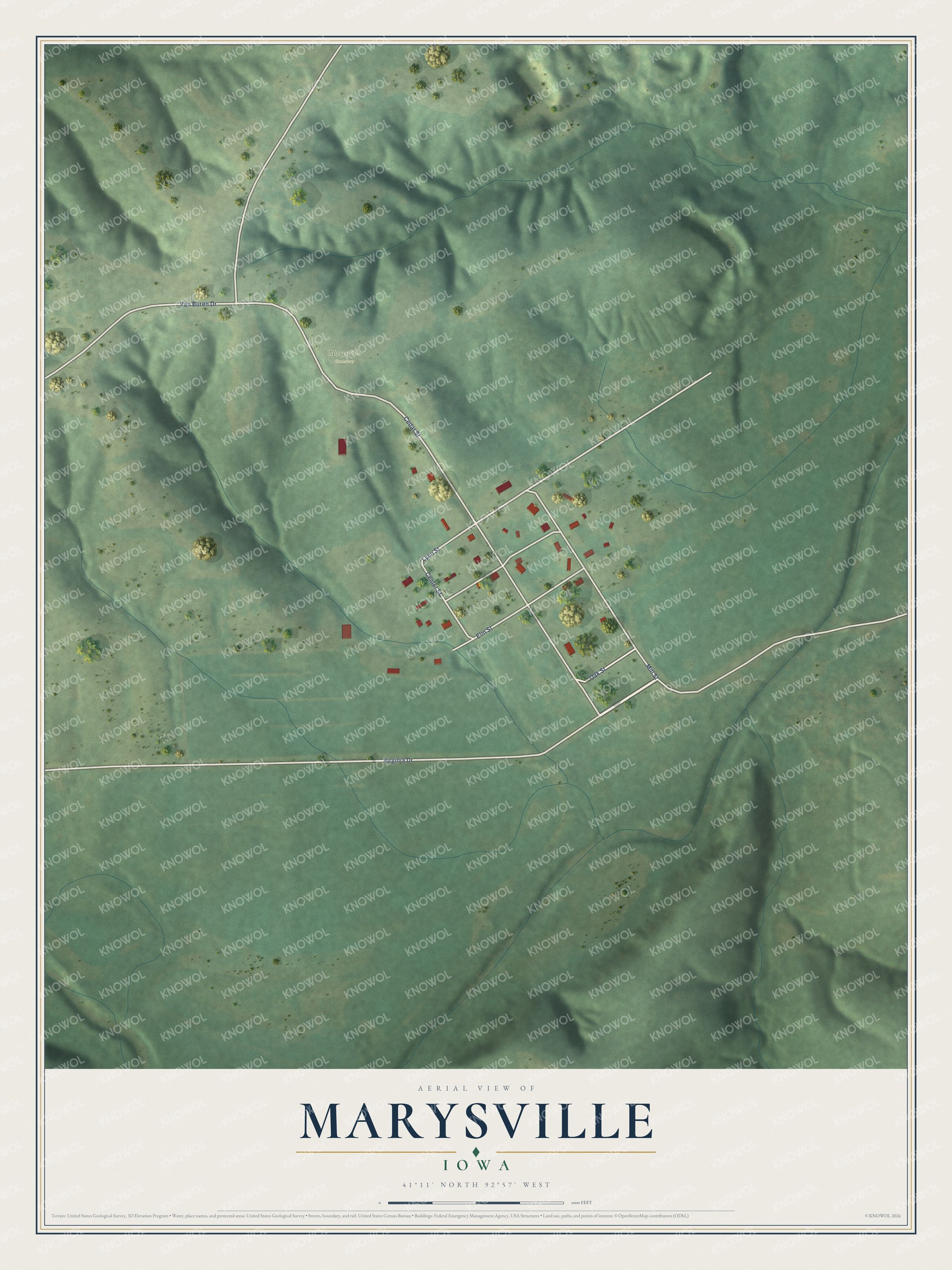 Watermarked full-map preview of Marysville, Iowa