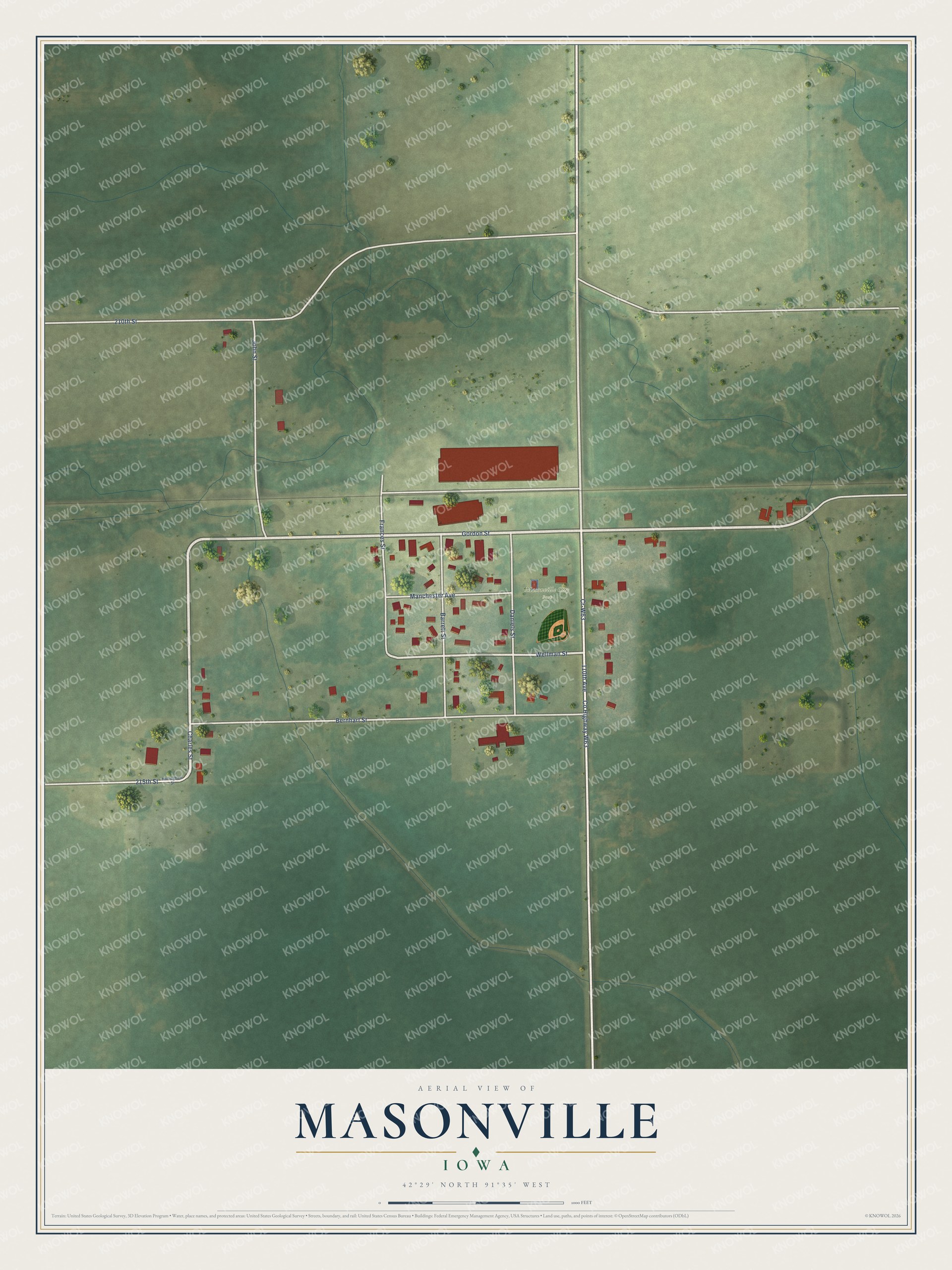 Watermarked full-map preview of Masonville, Iowa