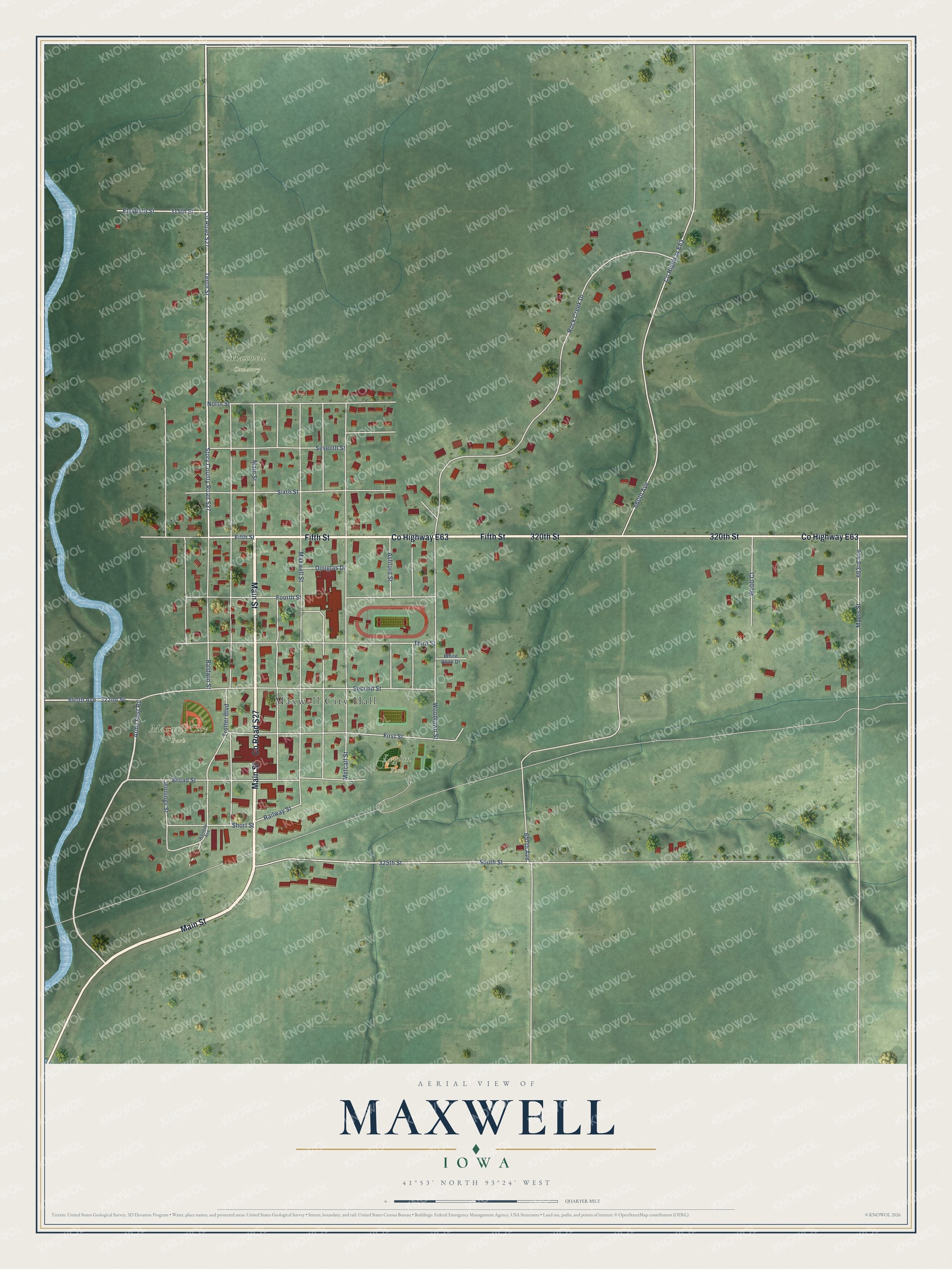 Watermarked full-map preview of Maxwell, Iowa