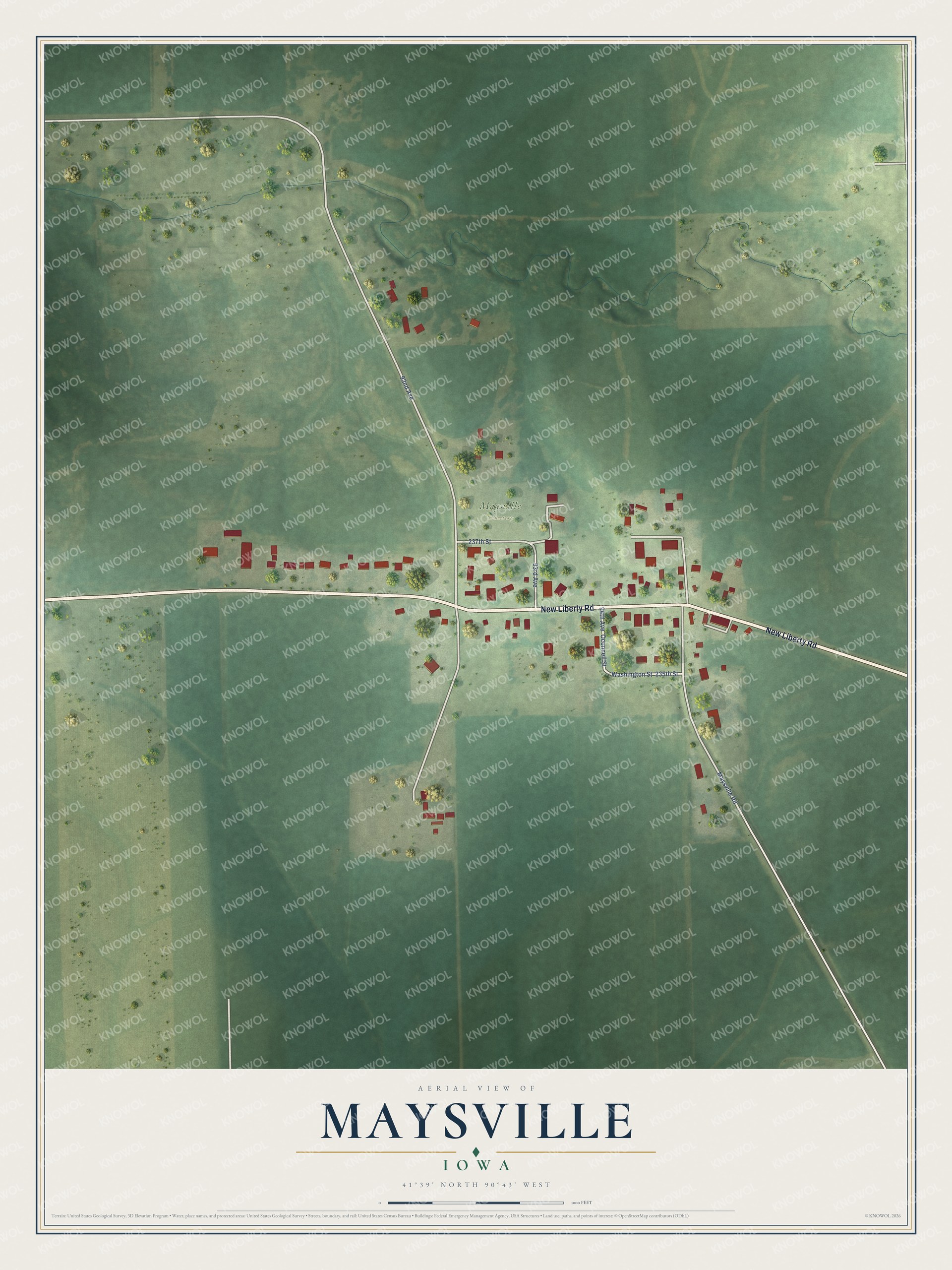 Watermarked full-map preview of Maysville, Iowa