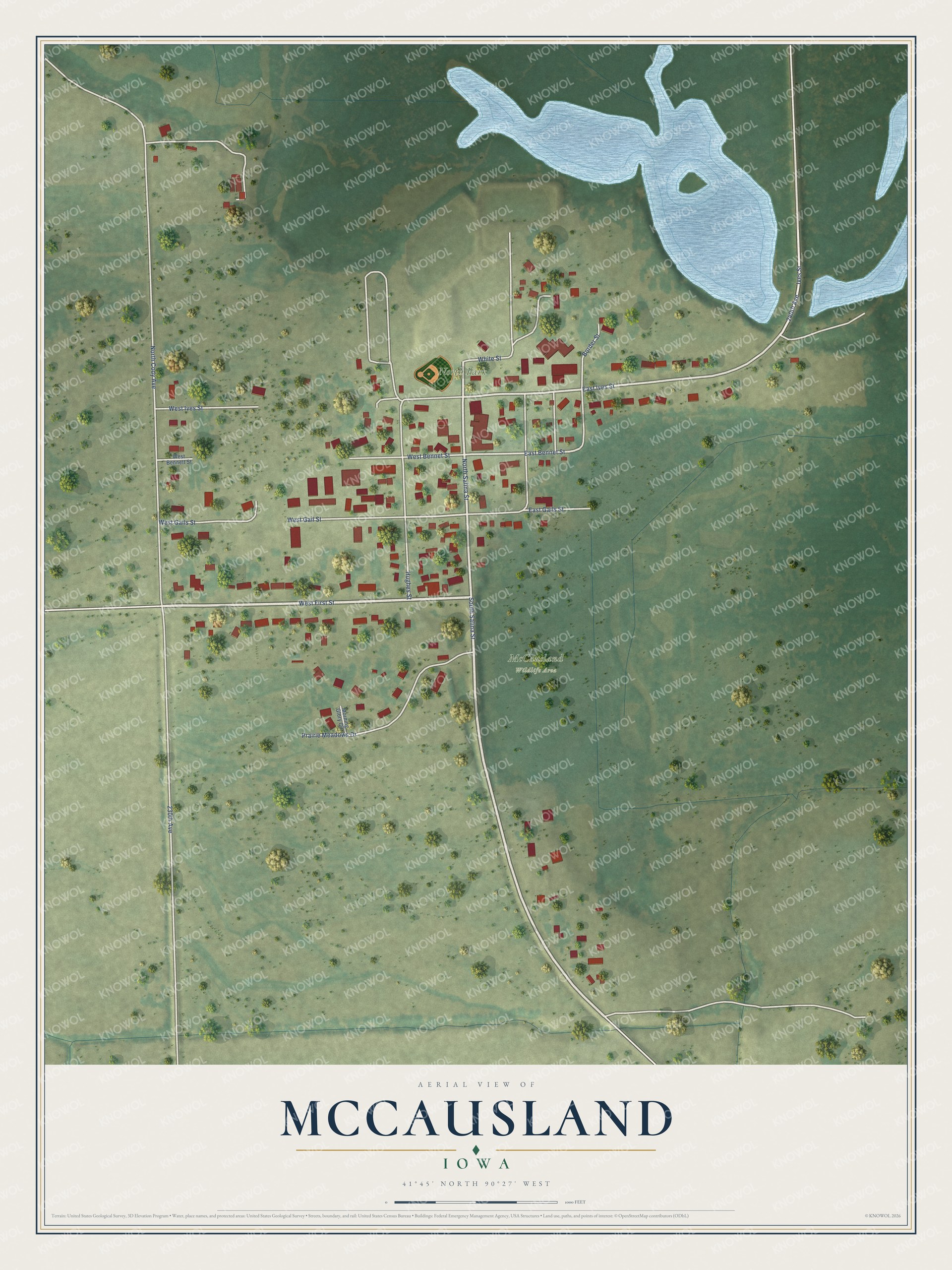 Watermarked full-map preview of McCausland, Iowa