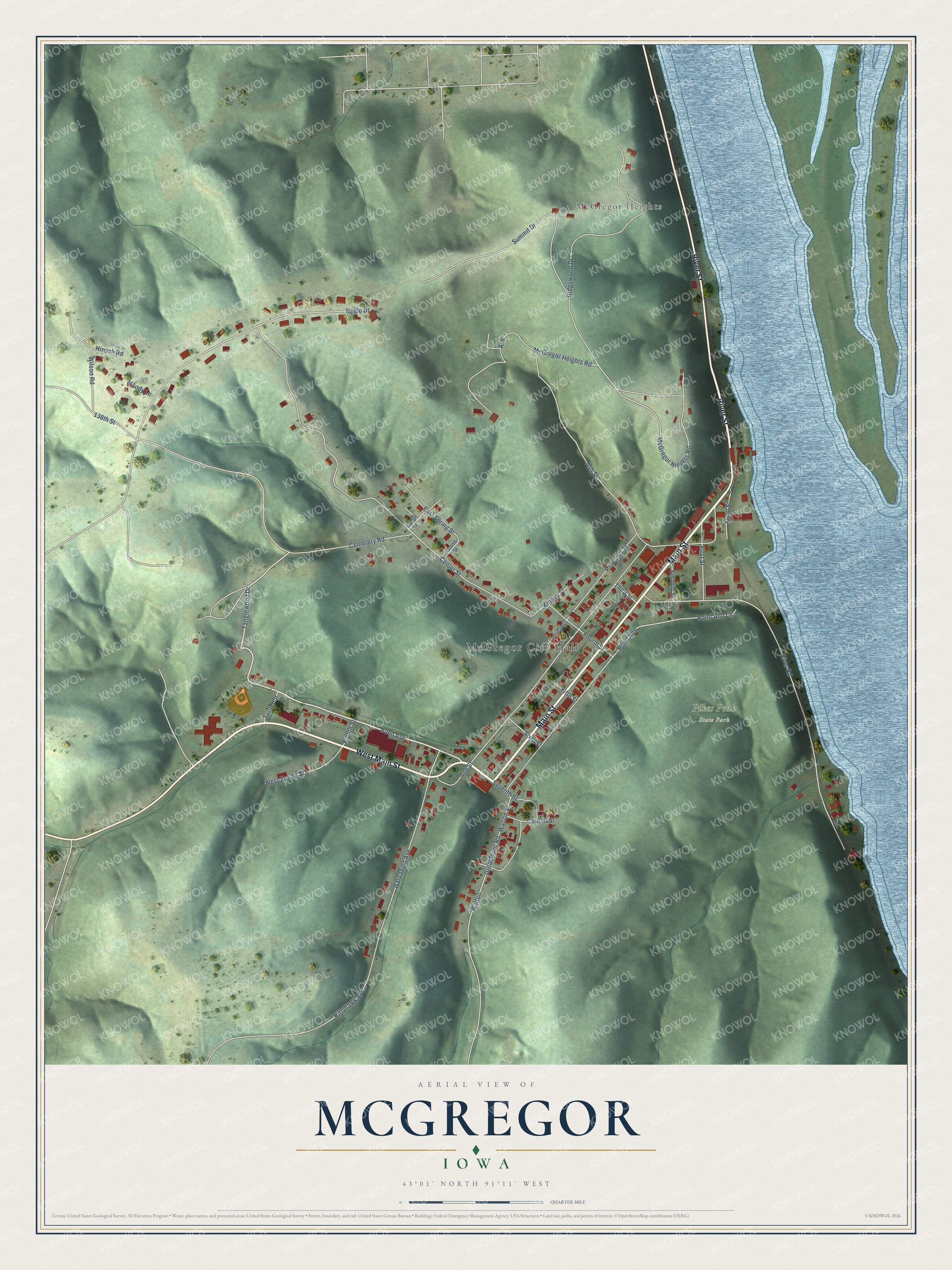 Watermarked full-map preview of McGregor, Iowa