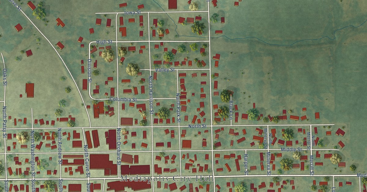 Map of Mediapolis, Iowa in 2026