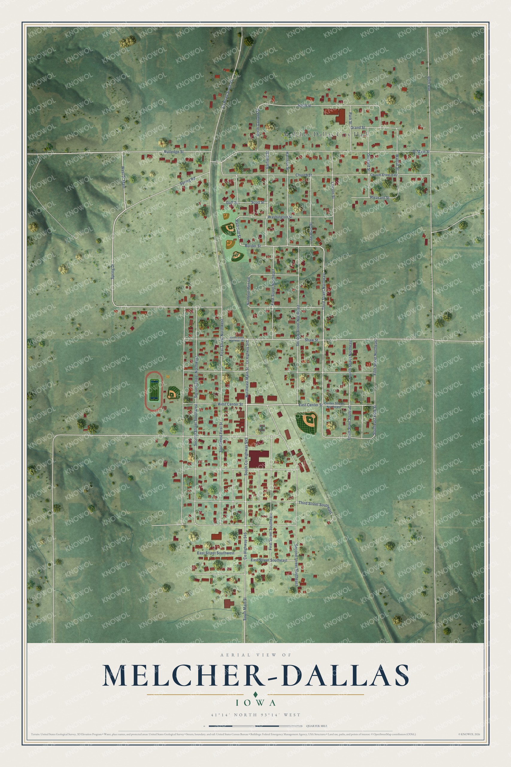 Watermarked full-map preview of Melcher-Dallas, Iowa