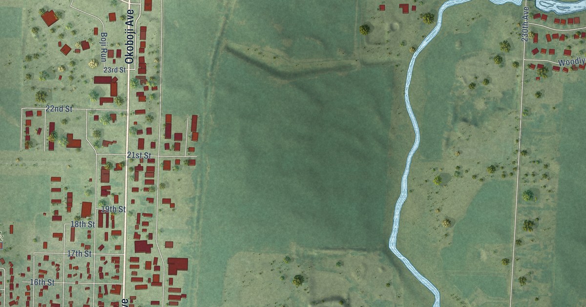 Map of Milford, Iowa in 2026