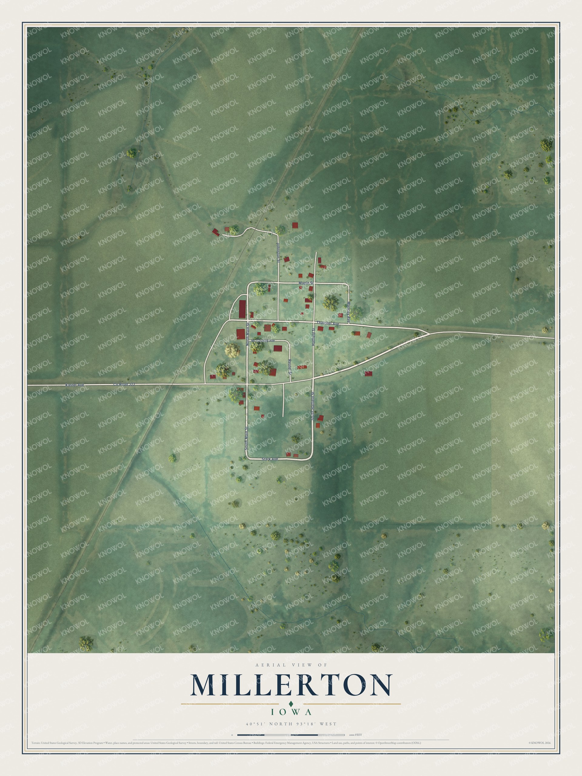 Watermarked full-map preview of Millerton, Iowa