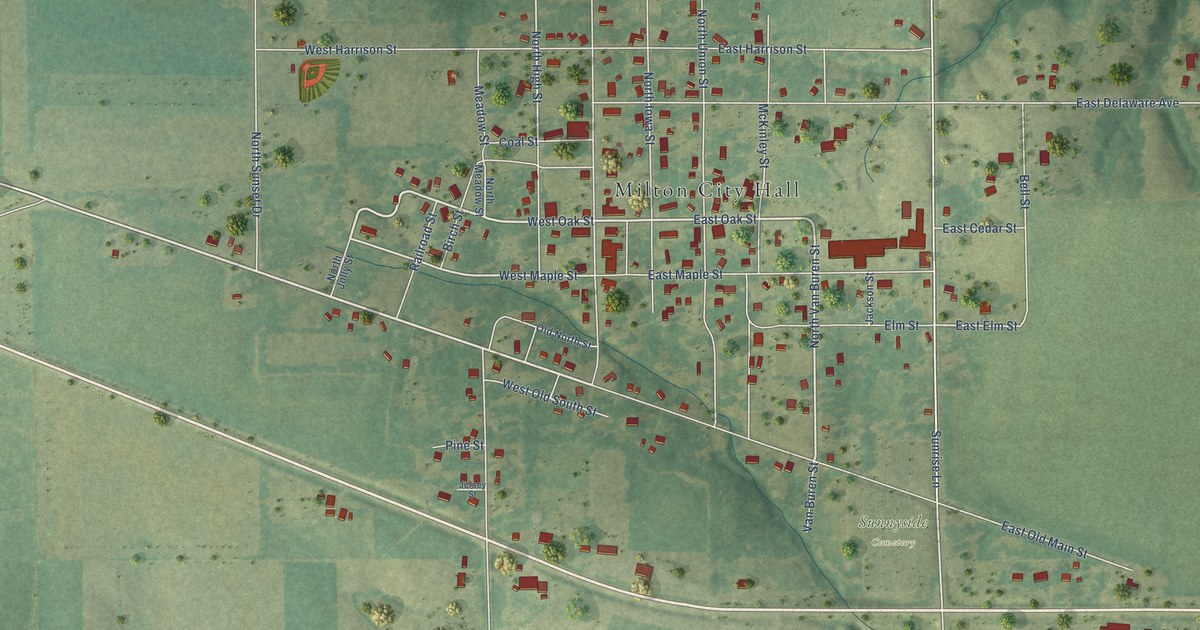 Map of Milton, Iowa in 2026