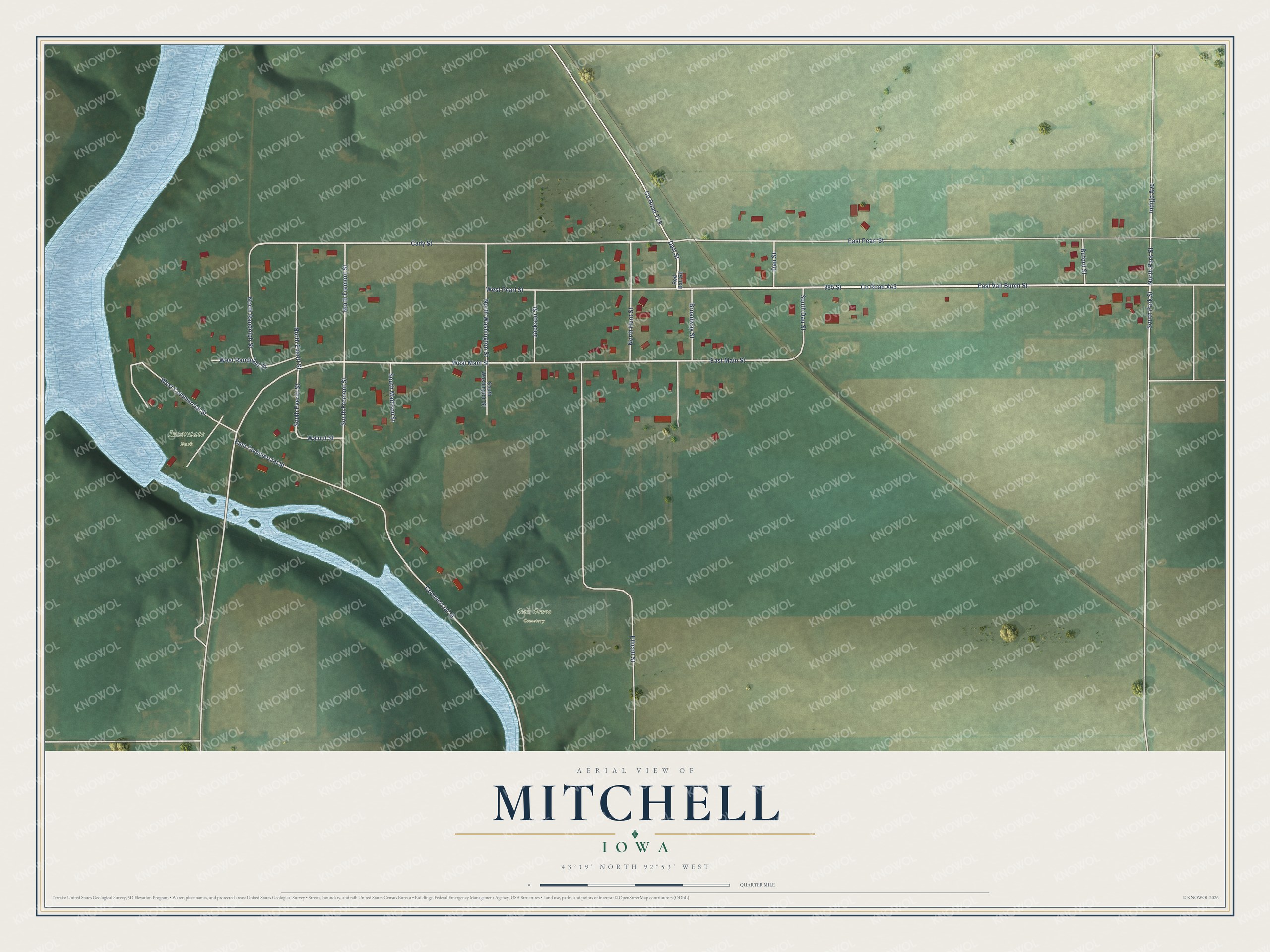 Watermarked full-map preview of Mitchell, Iowa