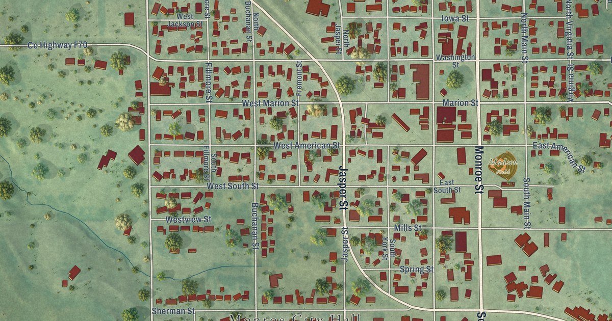 Map of Monroe, Iowa in 2026