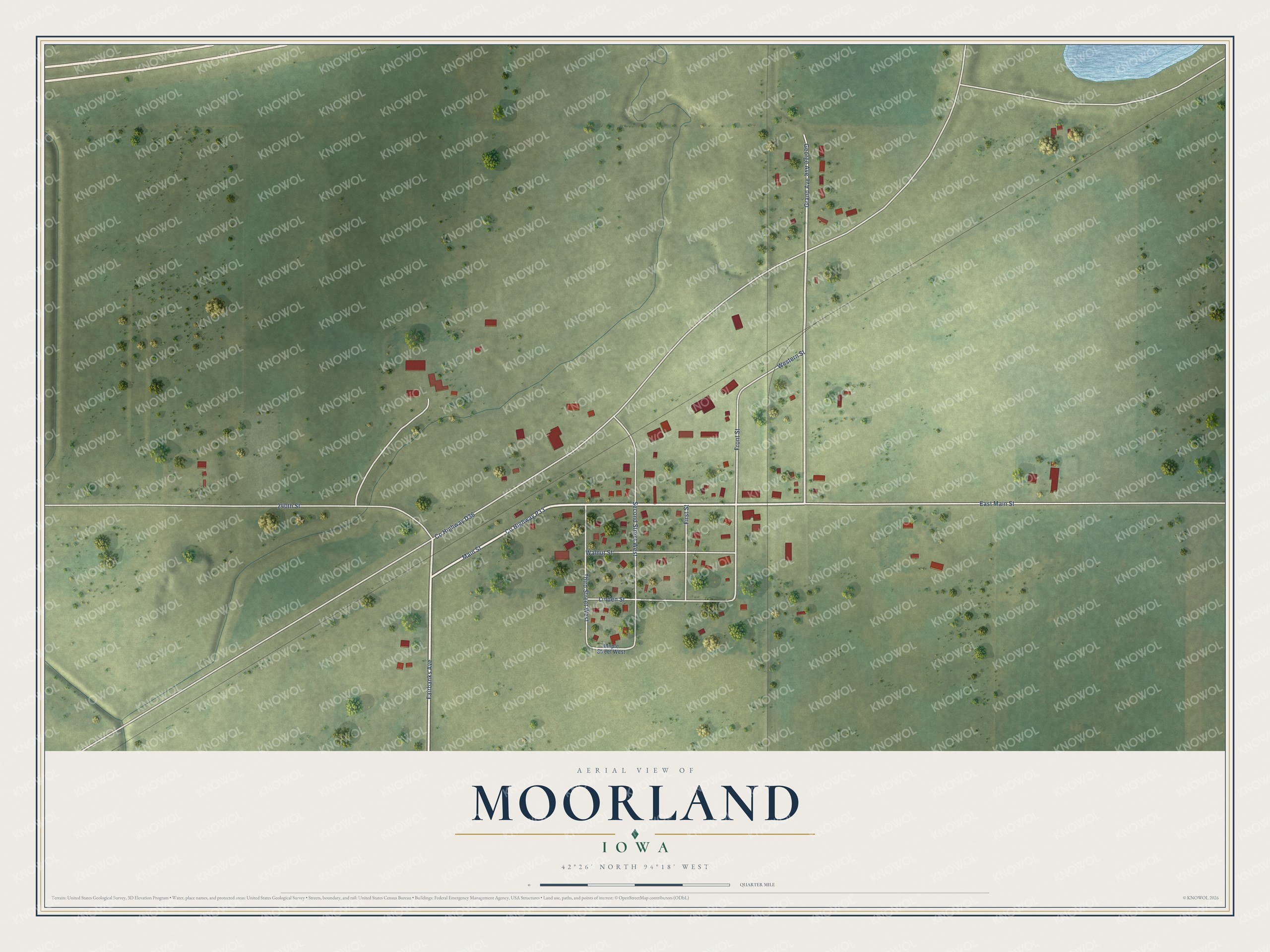 Watermarked full-map preview of Moorland, Iowa