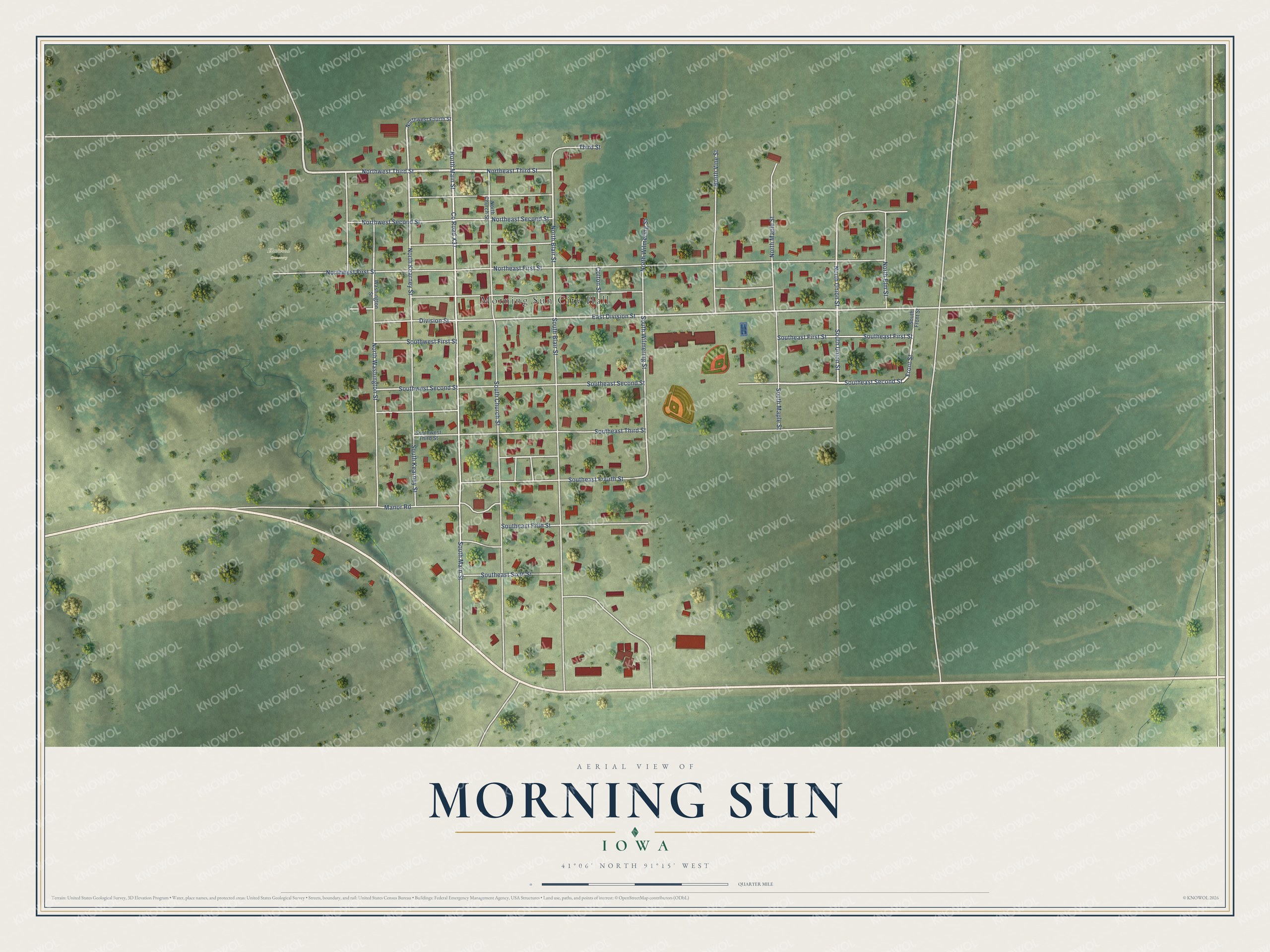 Watermarked full-map preview of Morning Sun, Iowa
