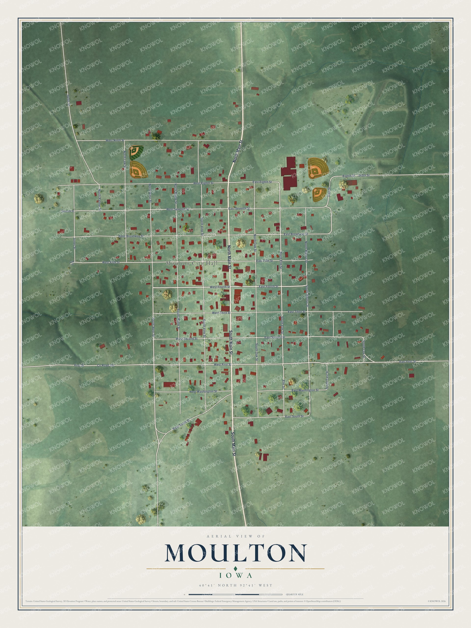 Watermarked full-map preview of Moulton, Iowa