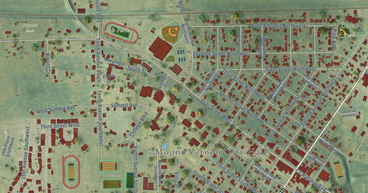 Map of Mount Vernon, Iowa in 2026
