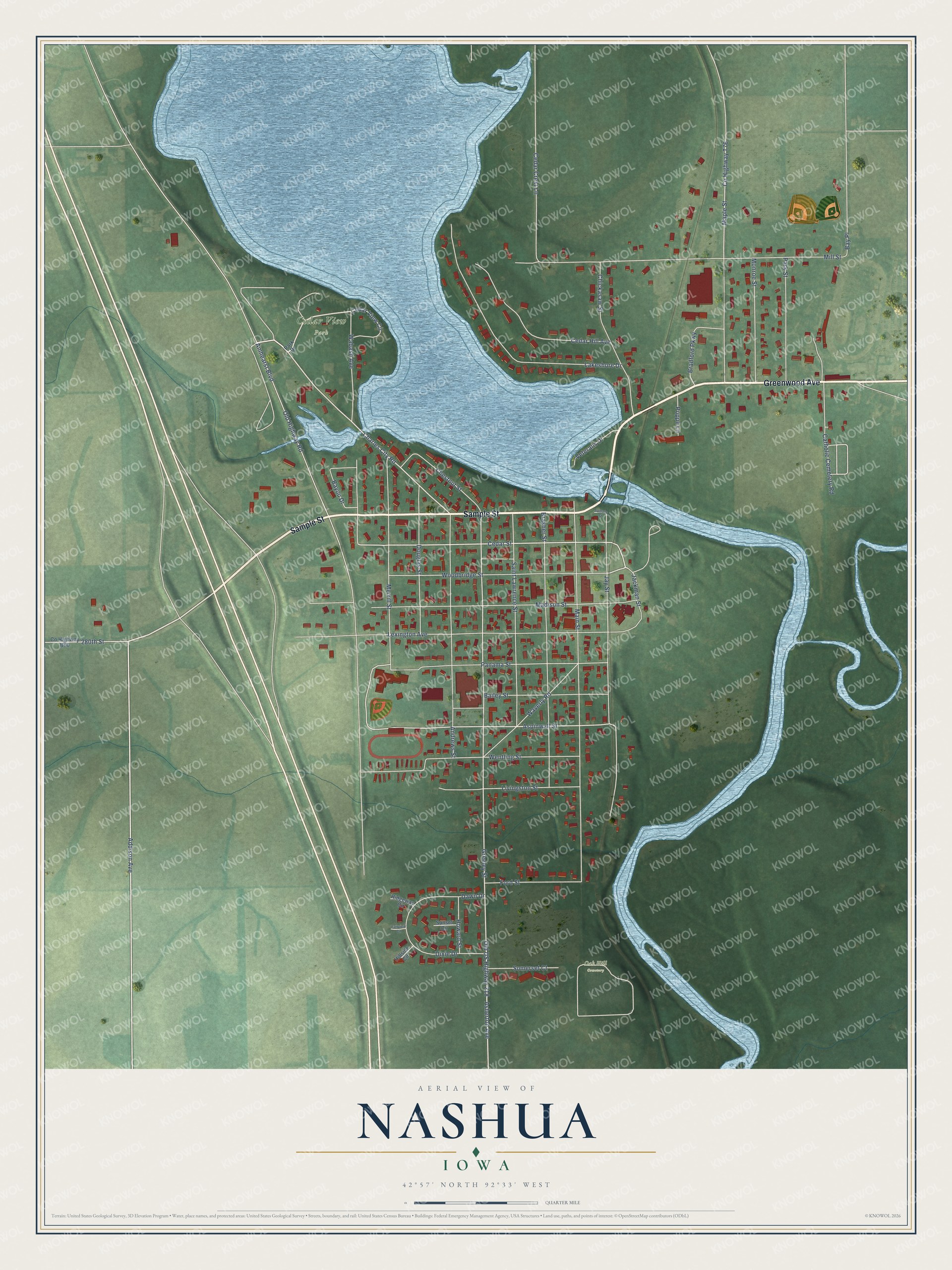 Watermarked full-map preview of Nashua, Iowa