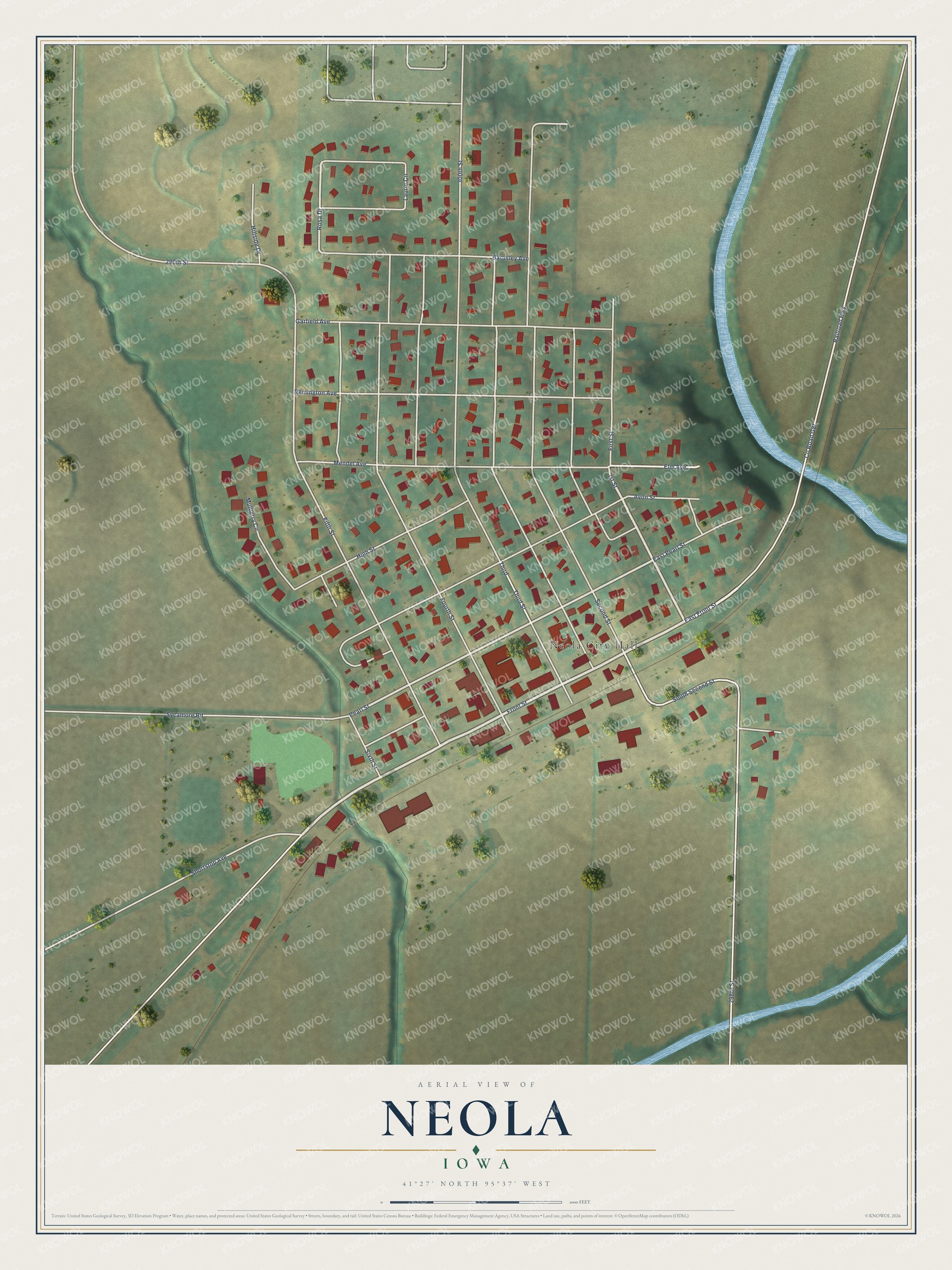 Watermarked full-map preview of Neola, Iowa