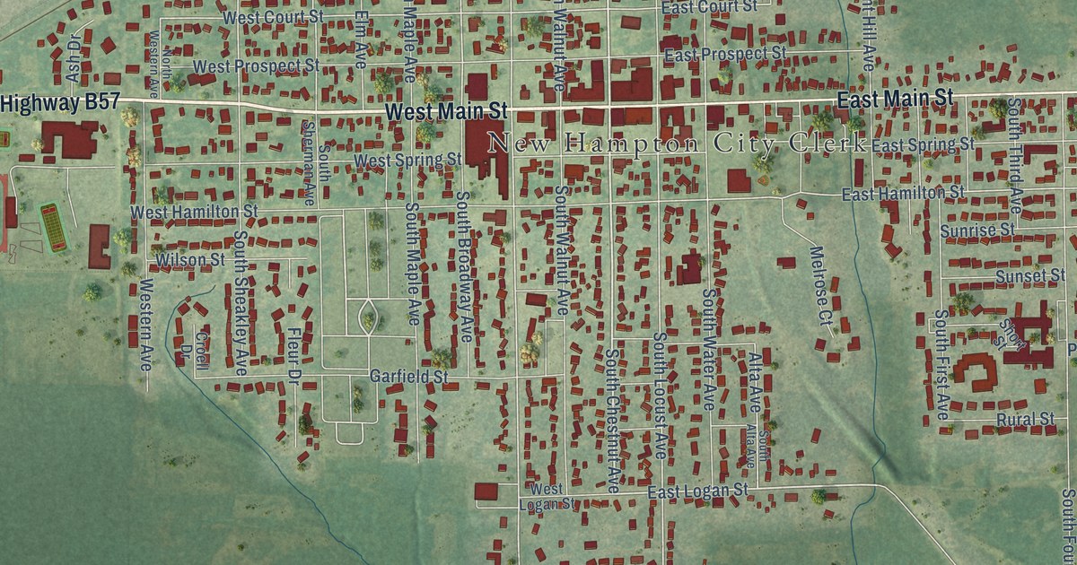 Map of New Hampton, Iowa in 2026
