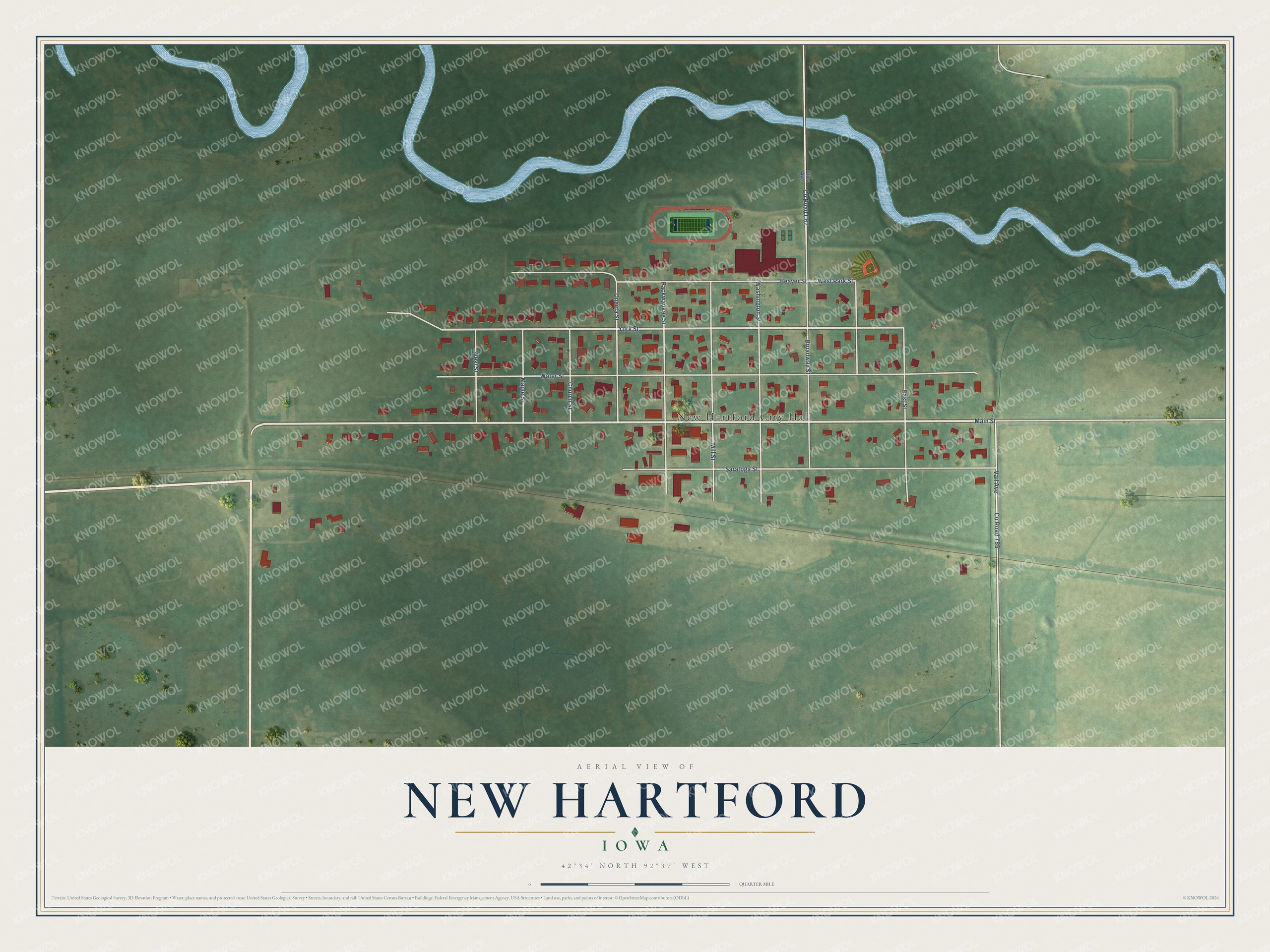 Watermarked full-map preview of New Hartford, Iowa