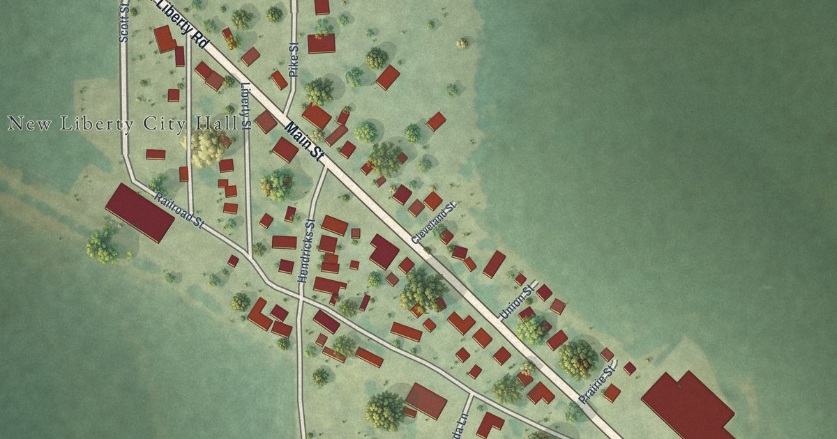 Map of New Liberty, Iowa in 2026