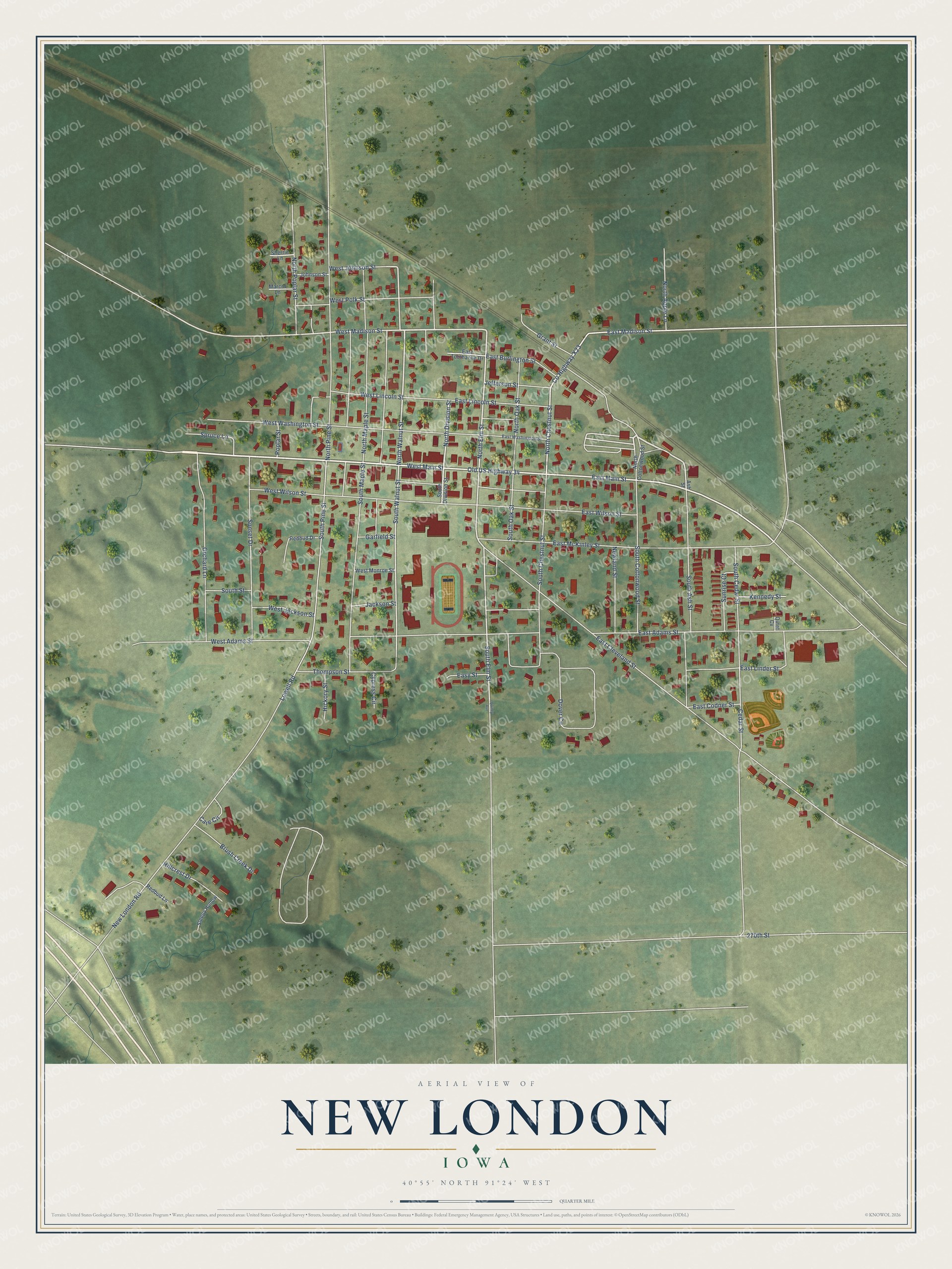Watermarked full-map preview of New London, Iowa