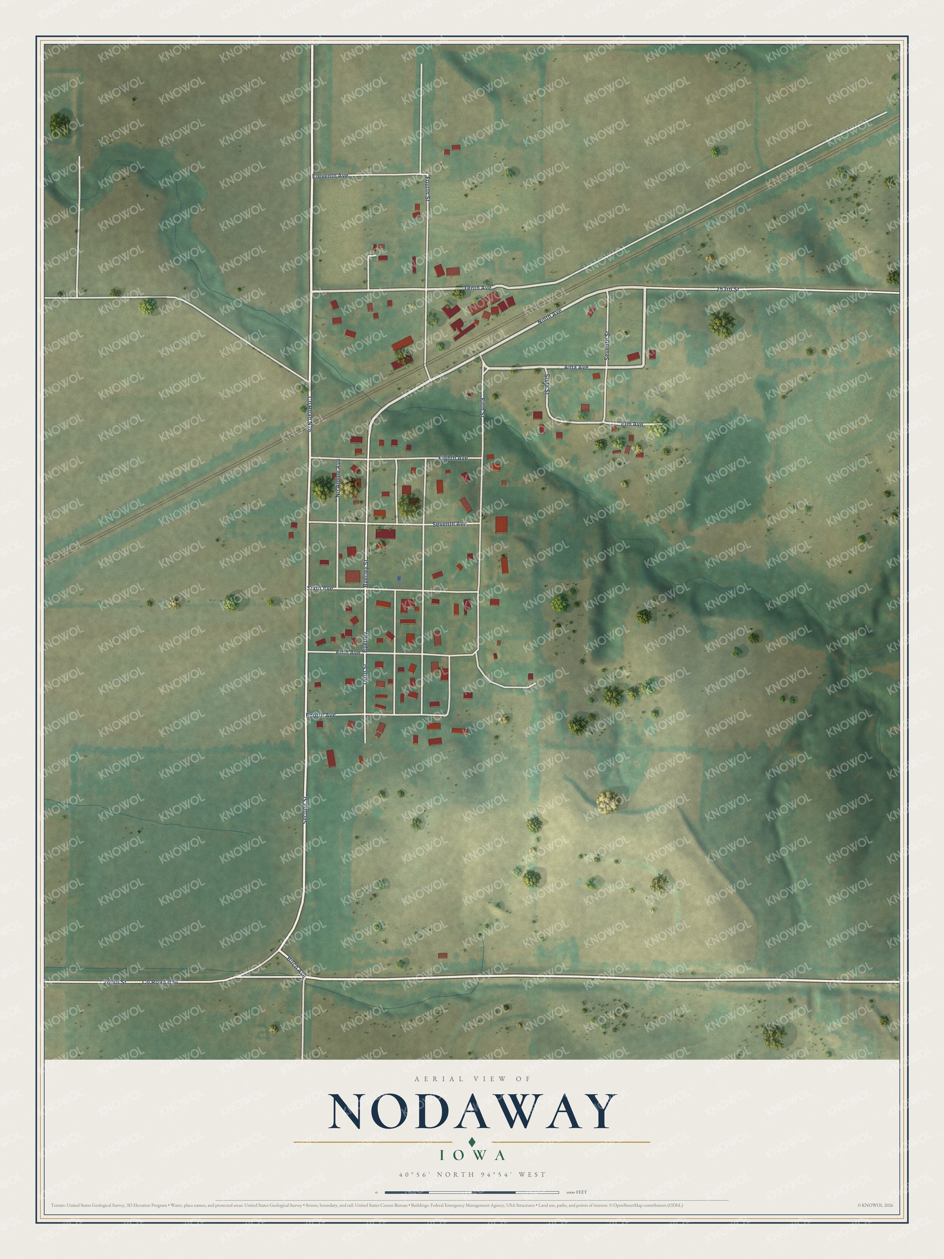 Watermarked full-map preview of Nodaway, Iowa