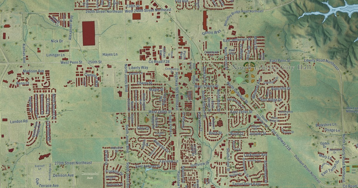 Map of North Liberty, Iowa in 2026