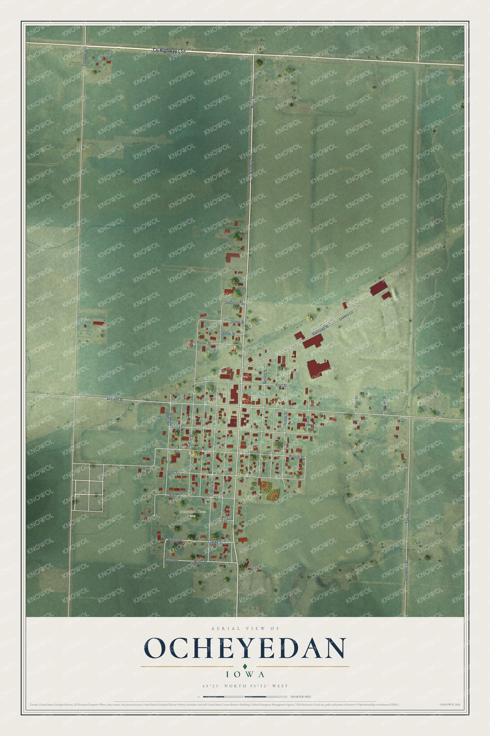 Watermarked full-map preview of Ocheyedan, Iowa