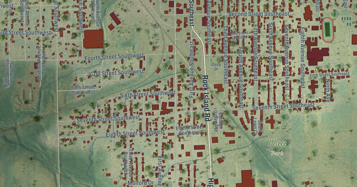Map of Oelwein, Iowa in 2026