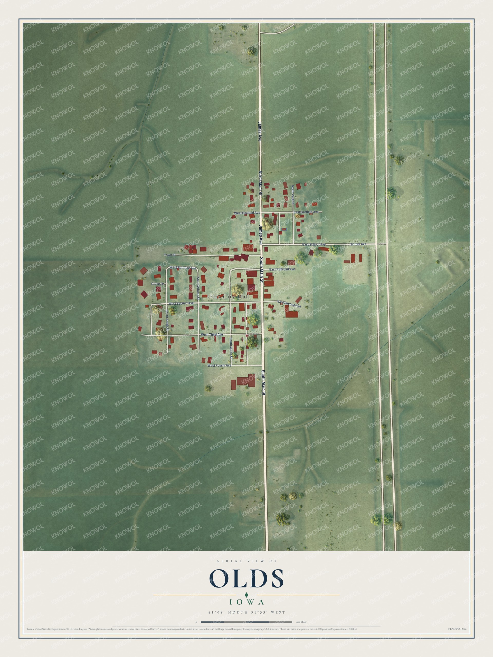 Watermarked full-map preview of Olds, Iowa