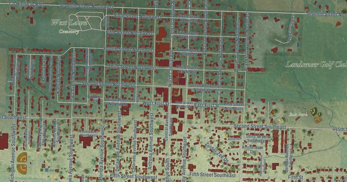 Map of Orange City, Iowa in 2026