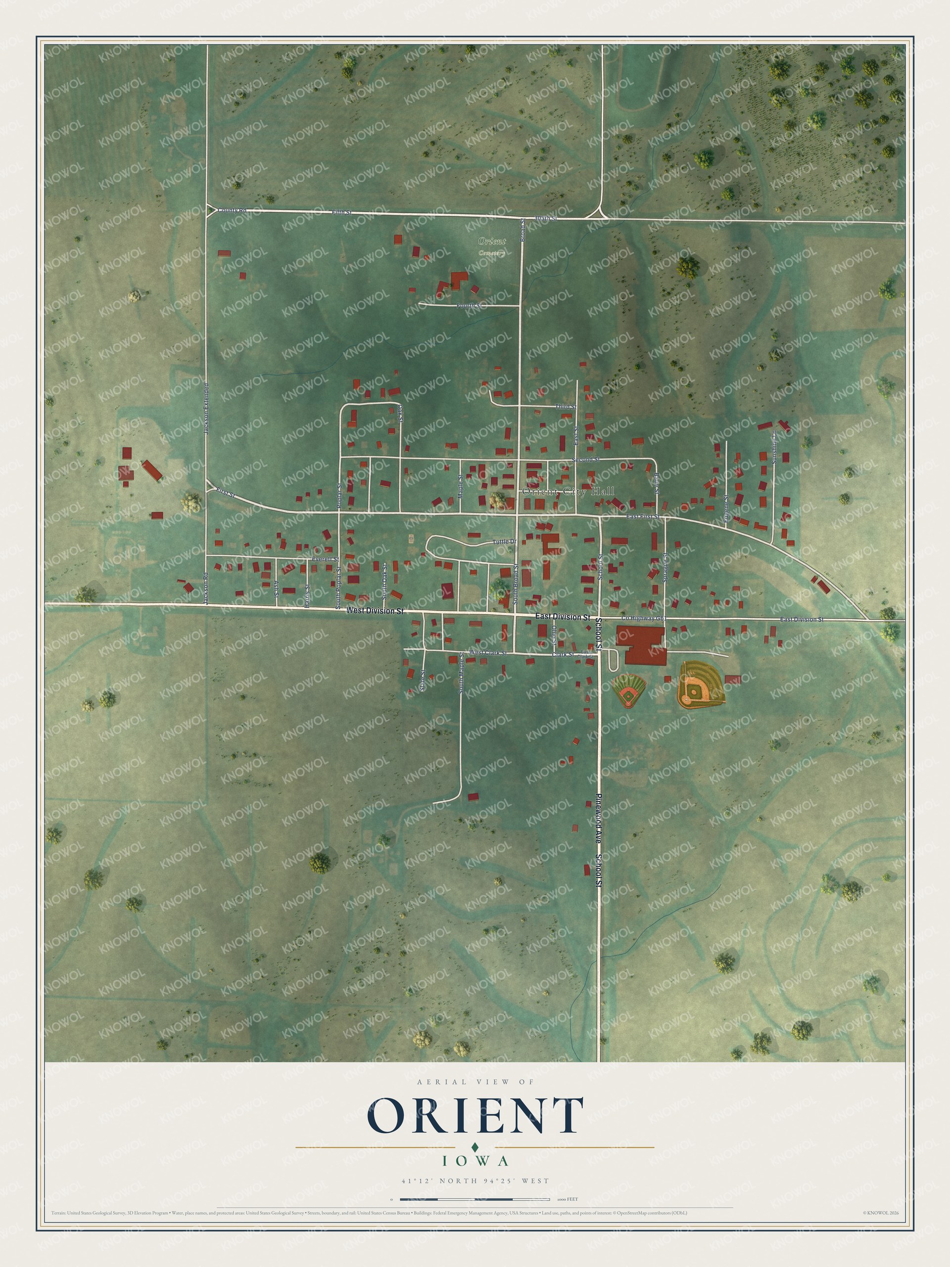 Watermarked full-map preview of Orient, Iowa