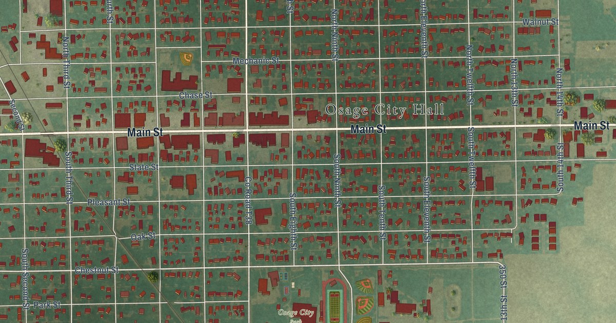Map of Osage, Iowa in 2026
