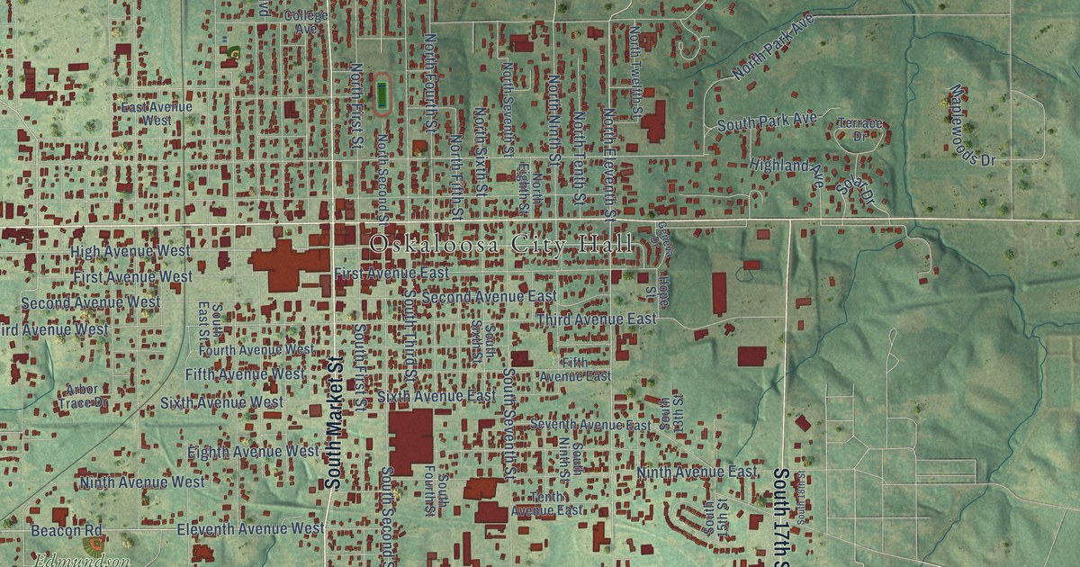 Map of Oskaloosa, Iowa in 2026