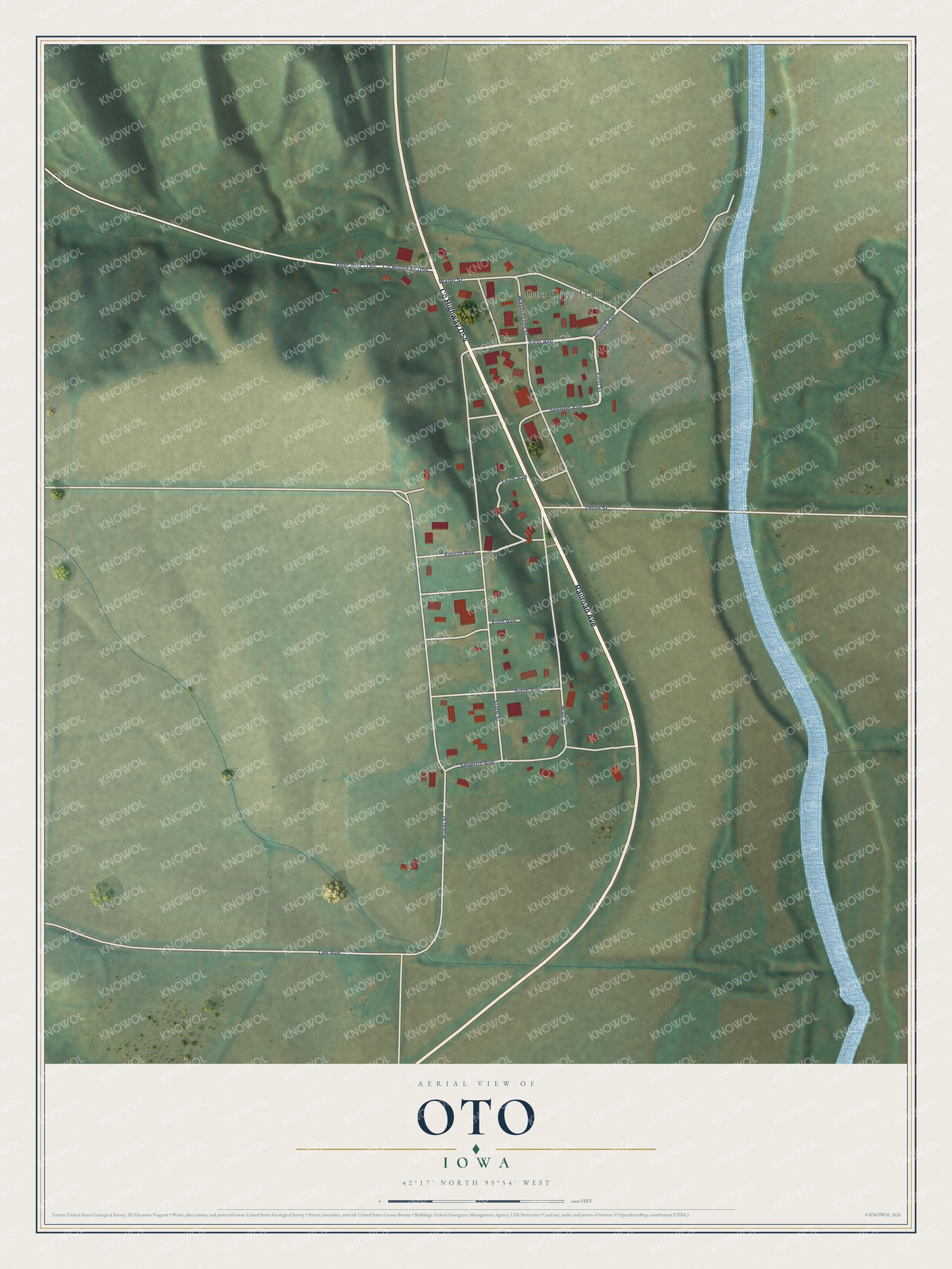 Watermarked full-map preview of Oto, Iowa